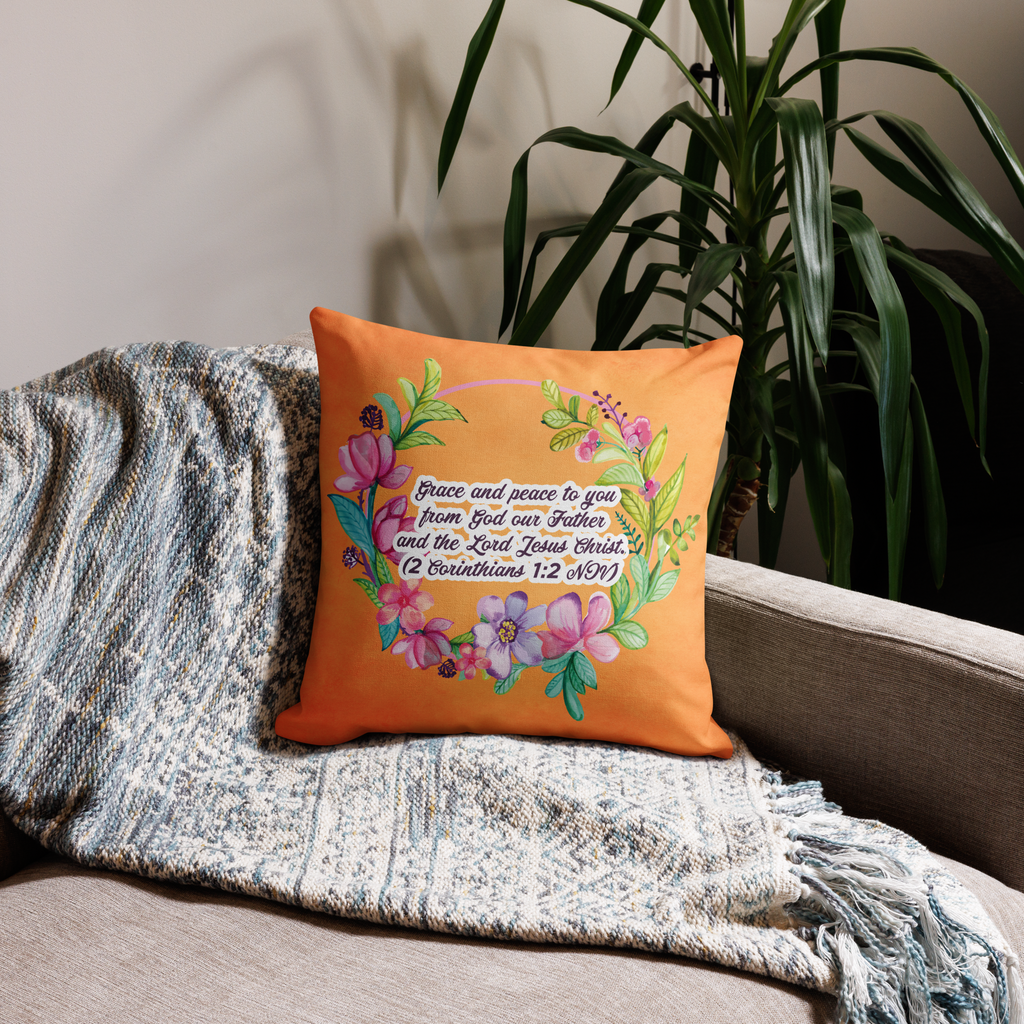 Grace & Peace Blooms: 2 Corinthians 1:2 Premium Pillow