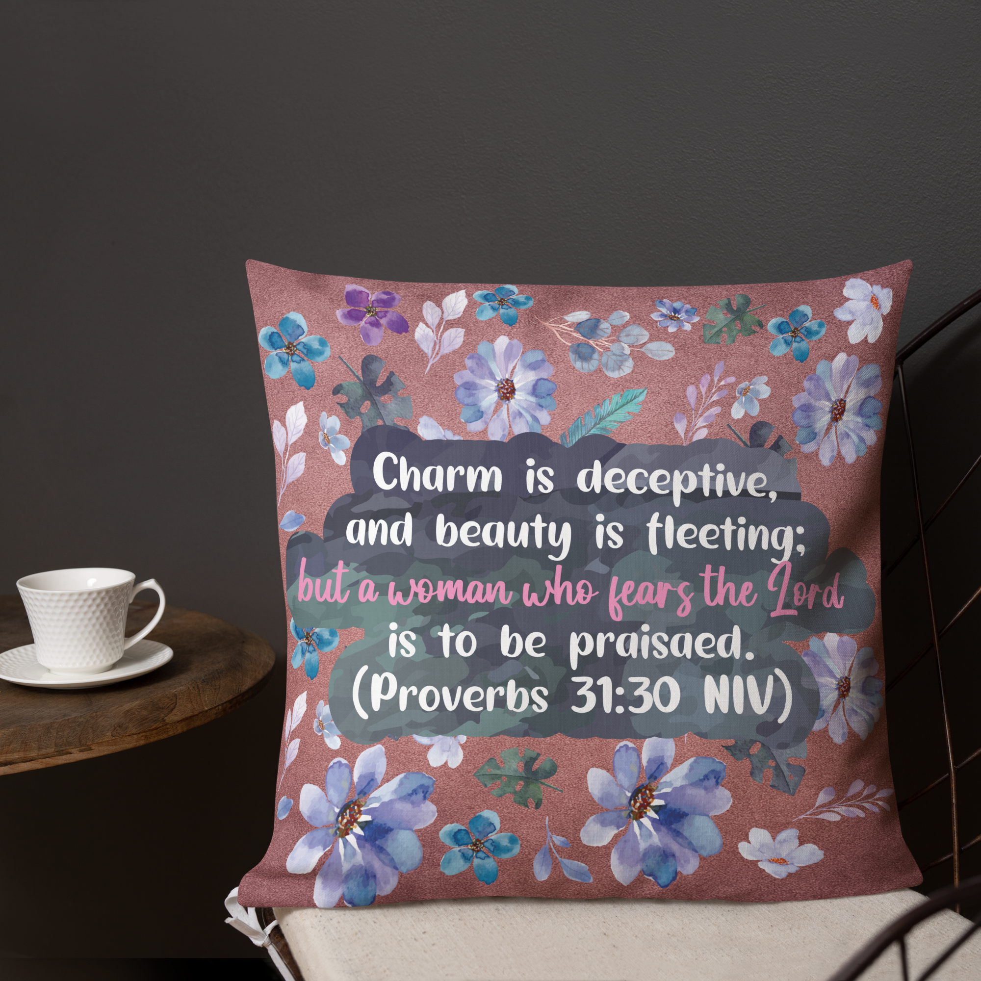 Fearless Woman: Proverbs 31:30 Premium Pillow