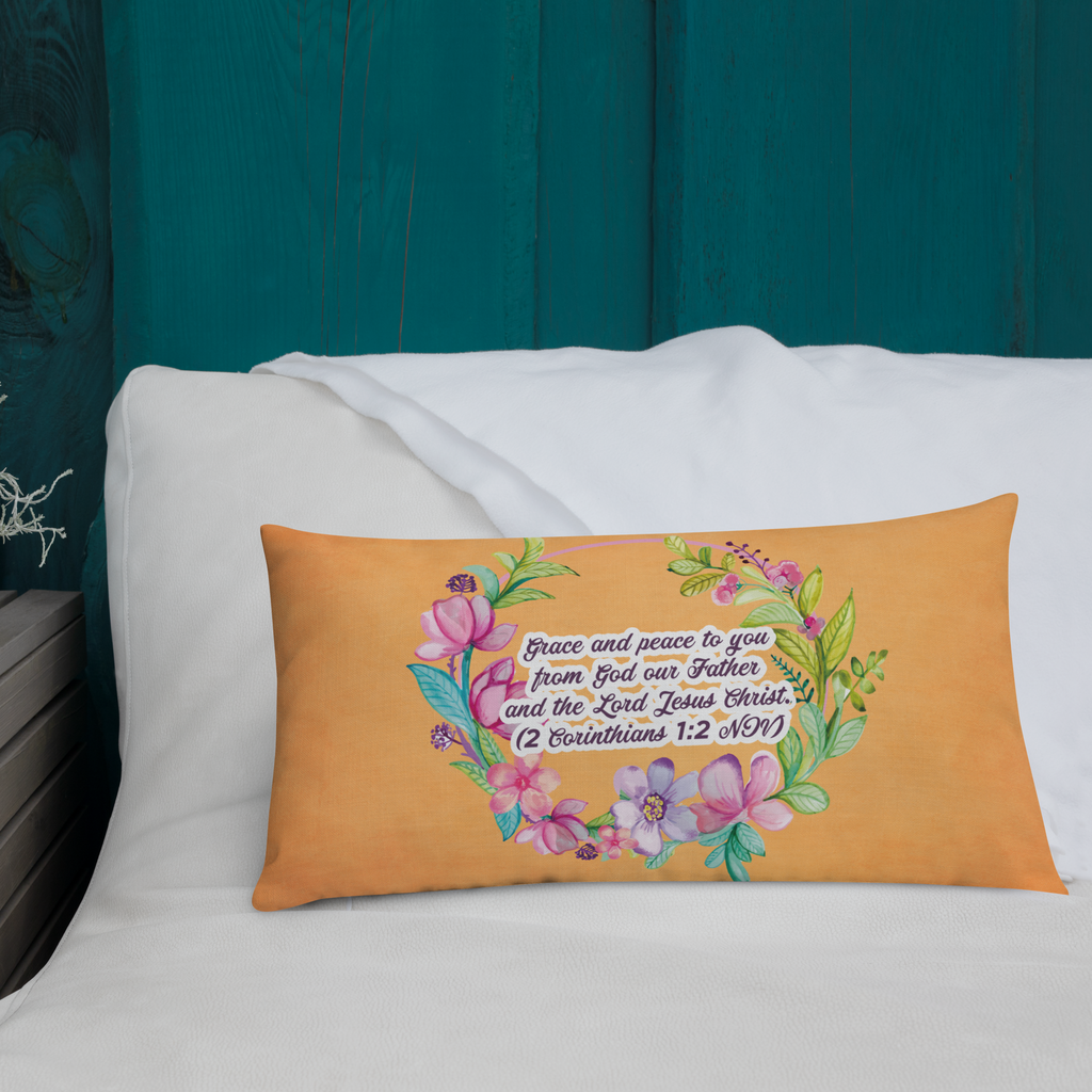 Grace & Peace Blooms: 2 Corinthians 1:2 Premium Pillow