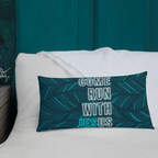 Come Run With Jesus Neon Blue Premium Pillow
