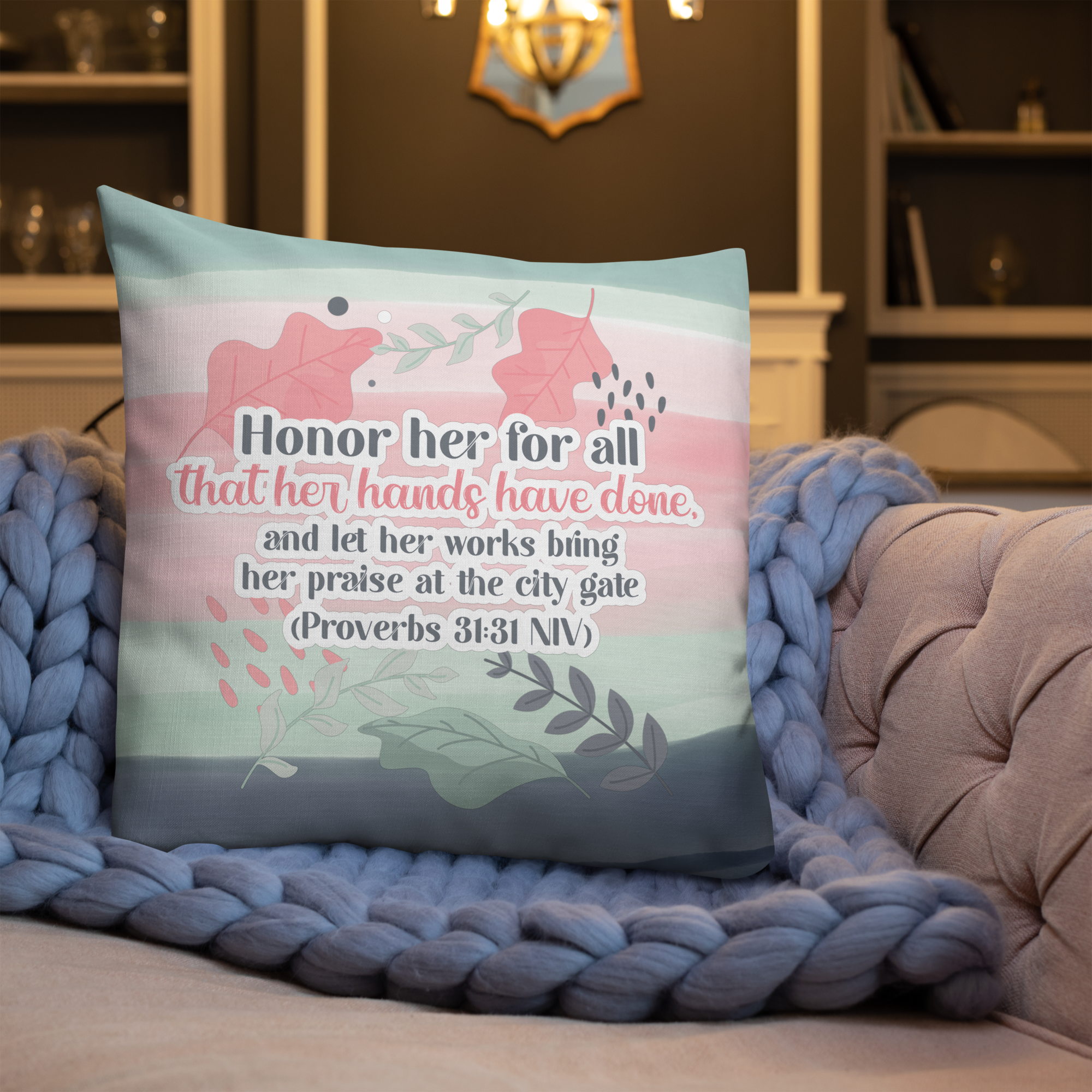 Fruitful Hands: Proverbs 31:31 Premium Pillow