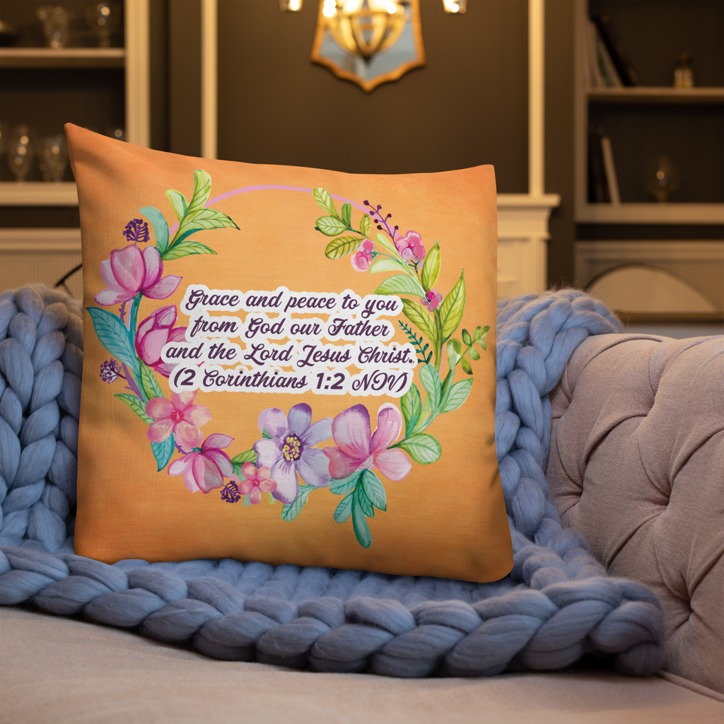 Grace & Peace Blooms: 2 Corinthians 1:2 Premium Pillow