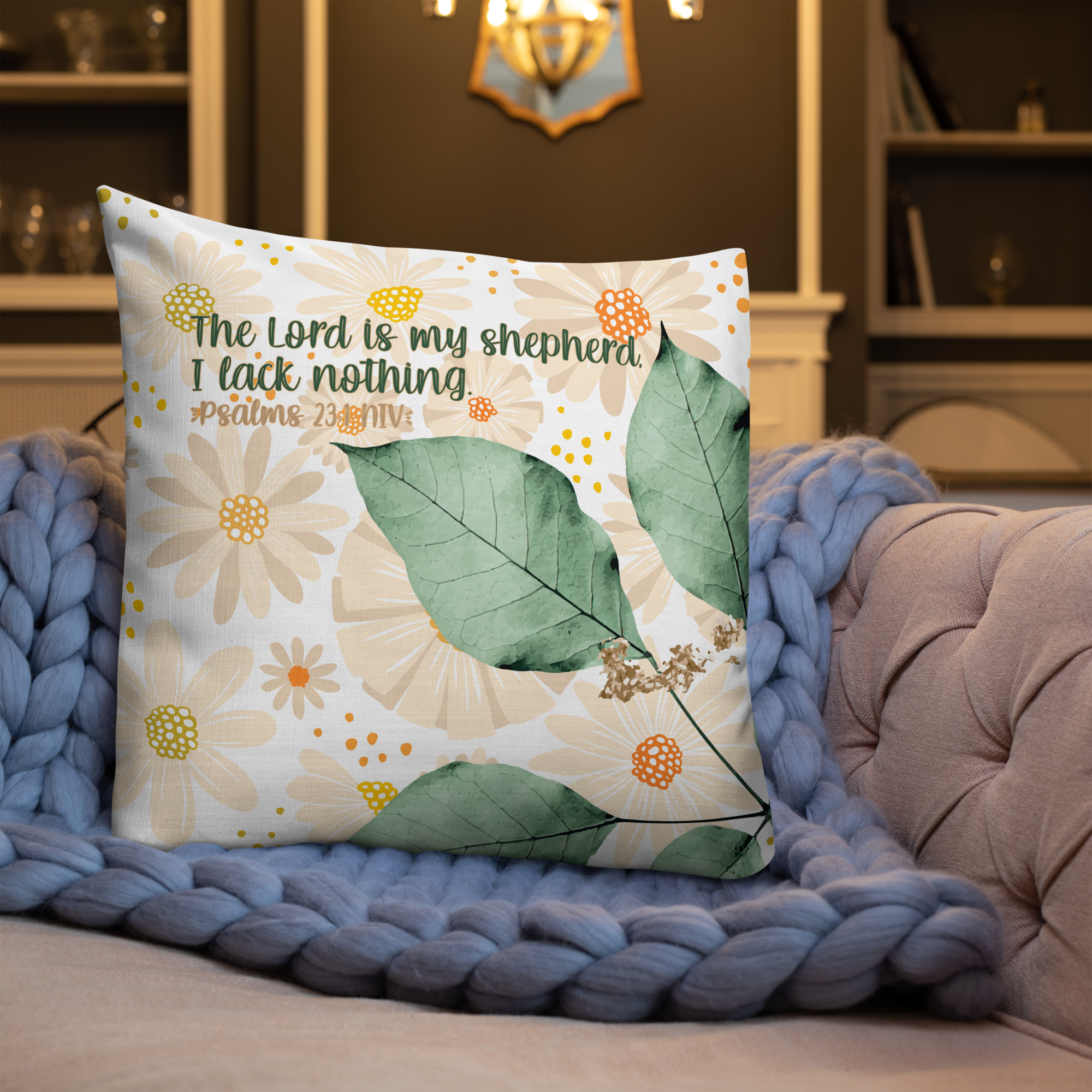 The Lord Is My Shepherd: Psalm 23:1 Premium Pillow