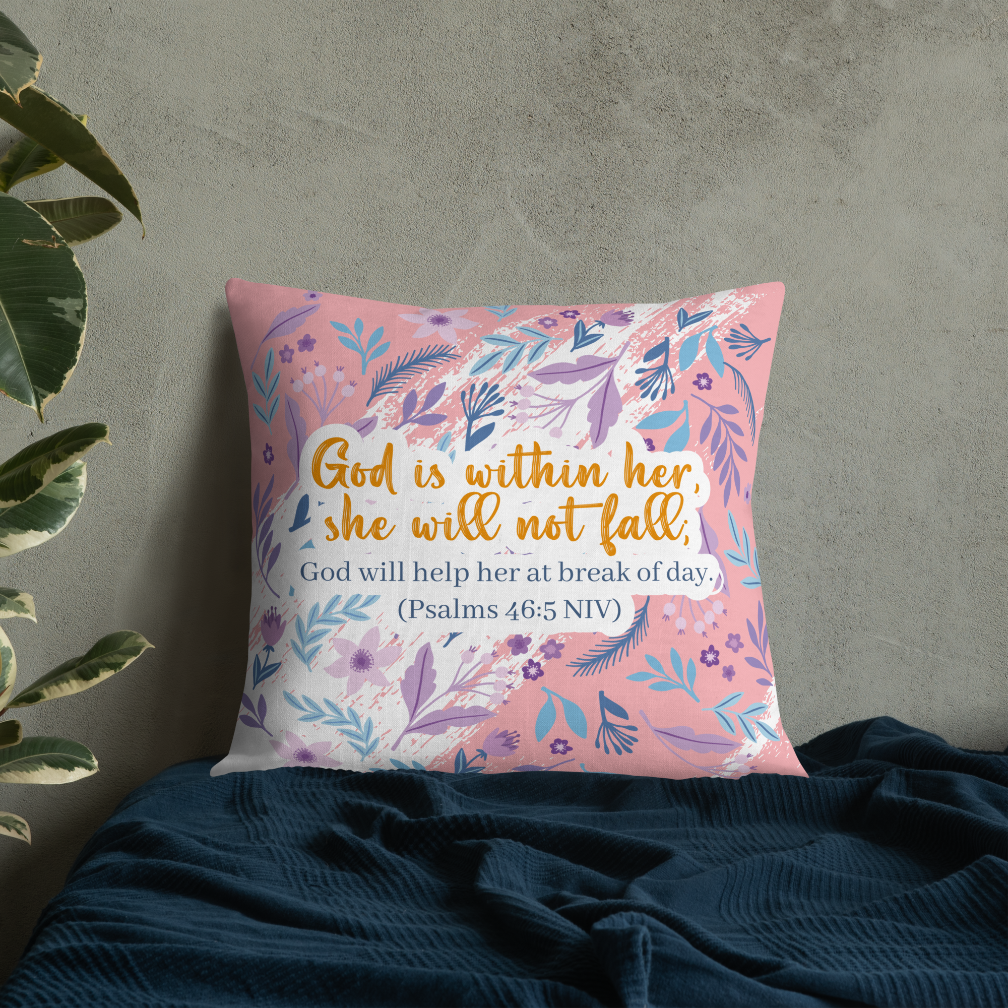 Unshakeable Faith: Psalms 46:5 Premium Pillow