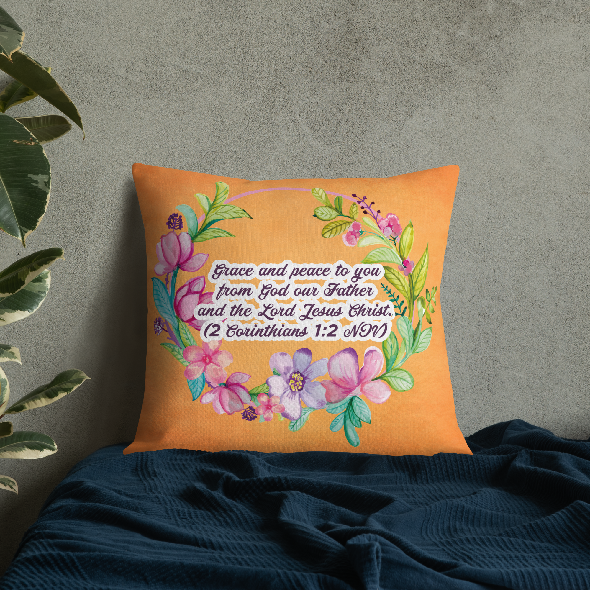 Grace & Peace Blooms: 2 Corinthians 1:2 Premium Pillow