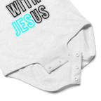 Come Run With Jesus Neon Blue Baby Bodysuit