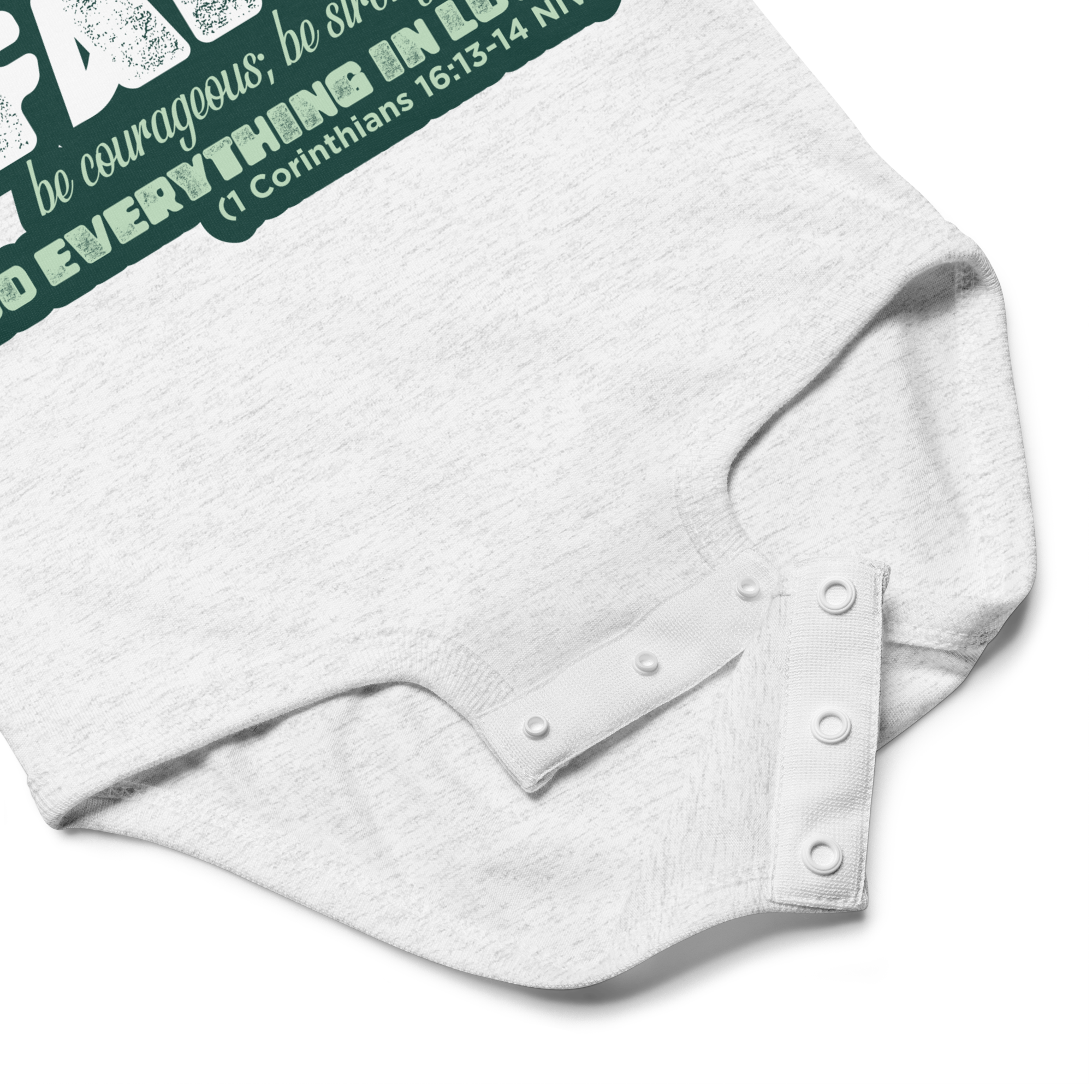 Stand Firm in Faith: 1 Corinthians 16:13-14 Baby Bodysuit