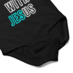 Come Run With Jesus Neon Blue Baby Bodysuit