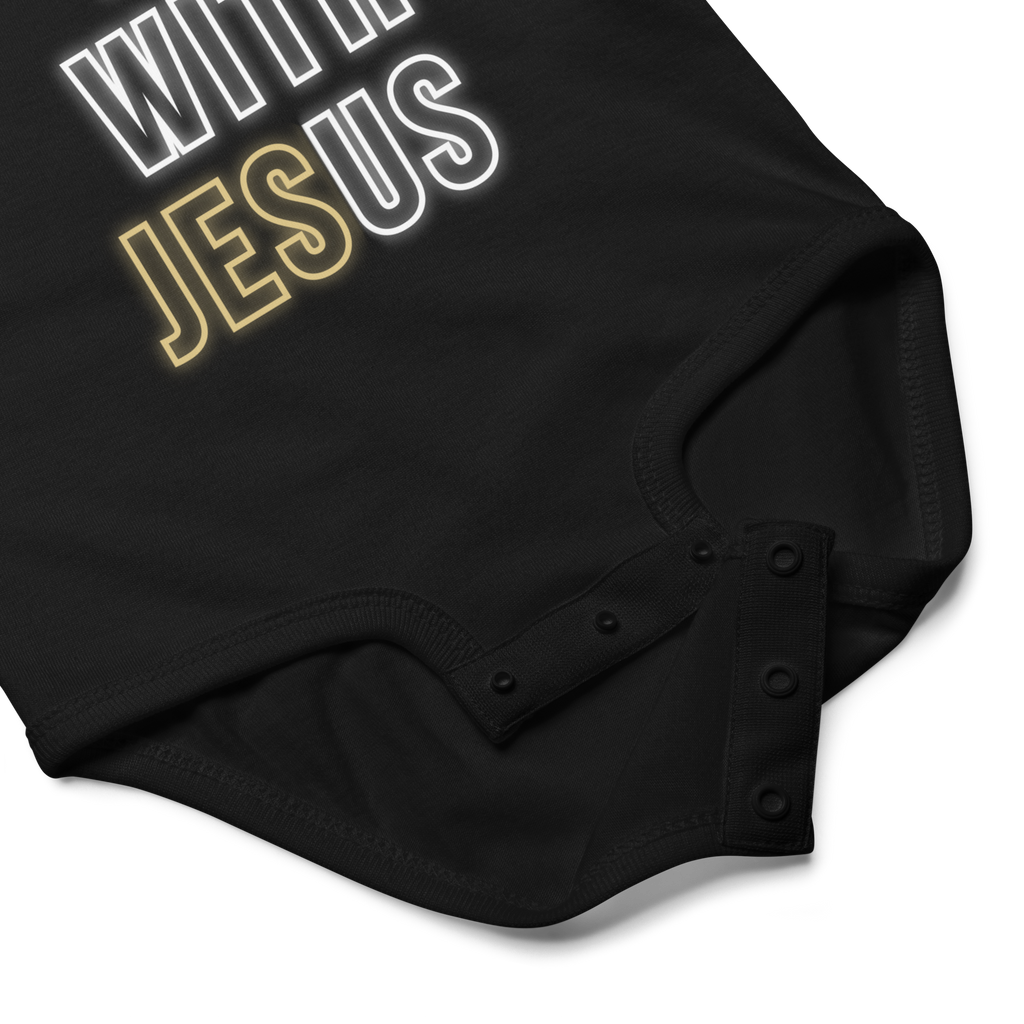 Come Run With Jesus Gold Baby Bodysuit