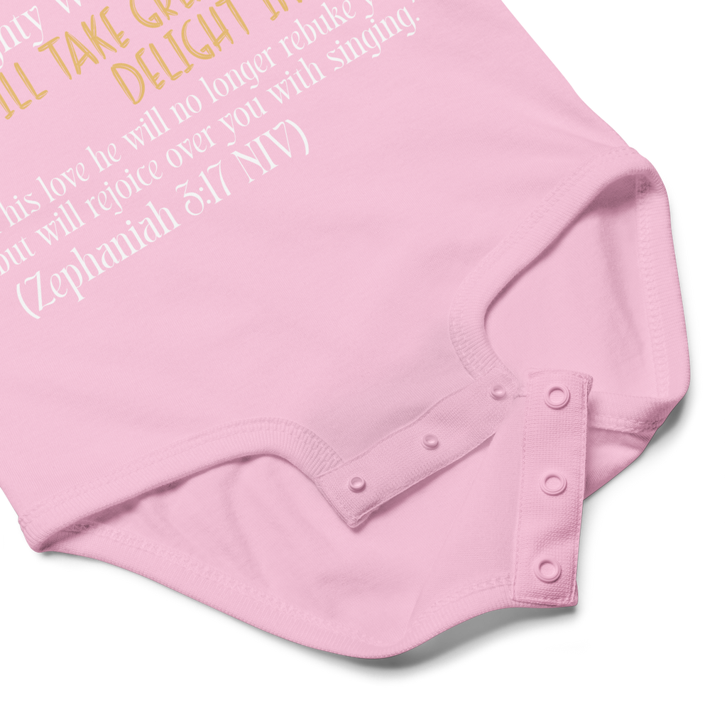 Rejoice in His Love: Zephaniah 3:17 Baby Bodysuit