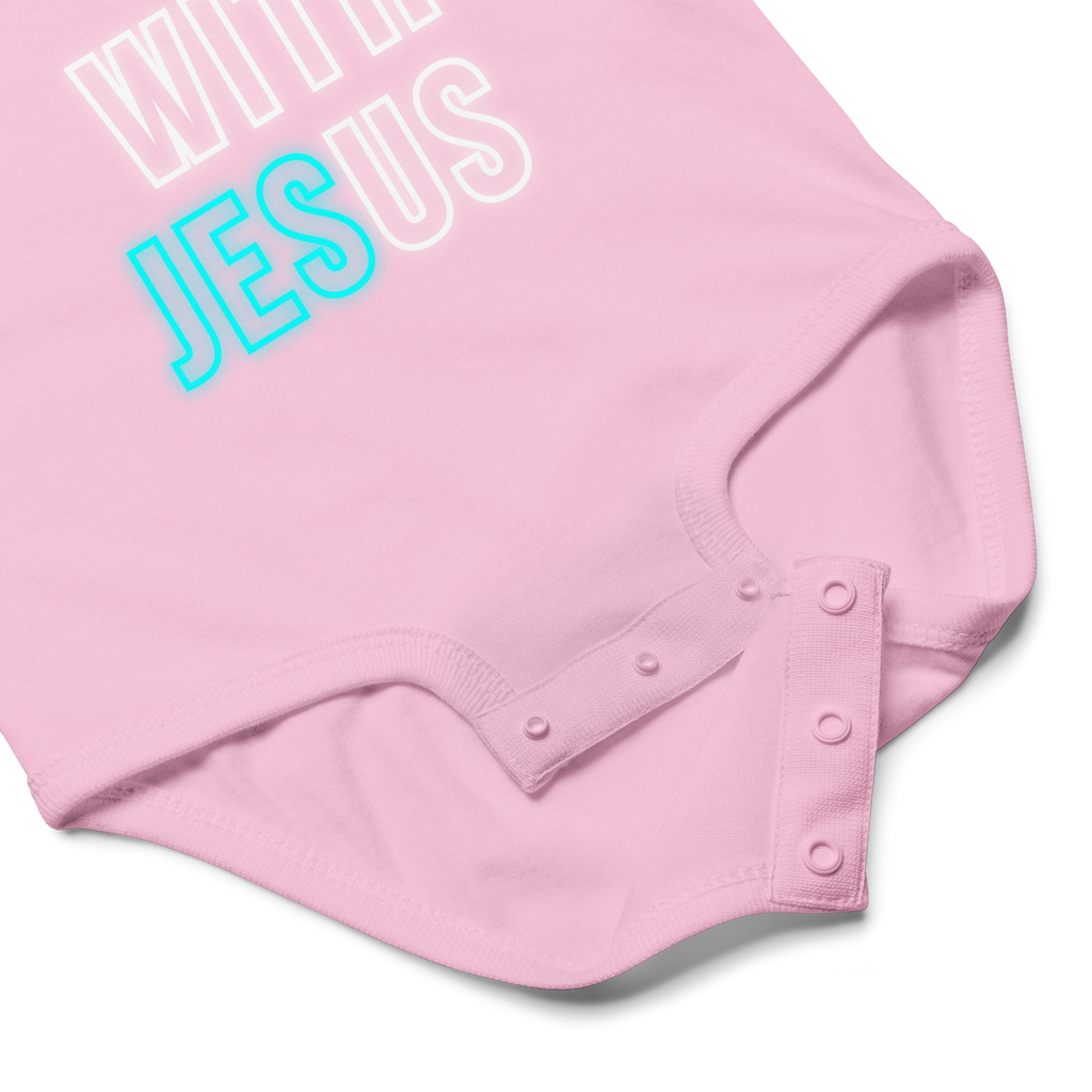 Come Run With Jesus Neon Blue Baby Bodysuit