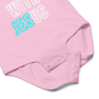 Come Run With Jesus Neon Blue Baby Bodysuit