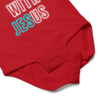 Come Run With Jesus Neon Blue Baby Bodysuit