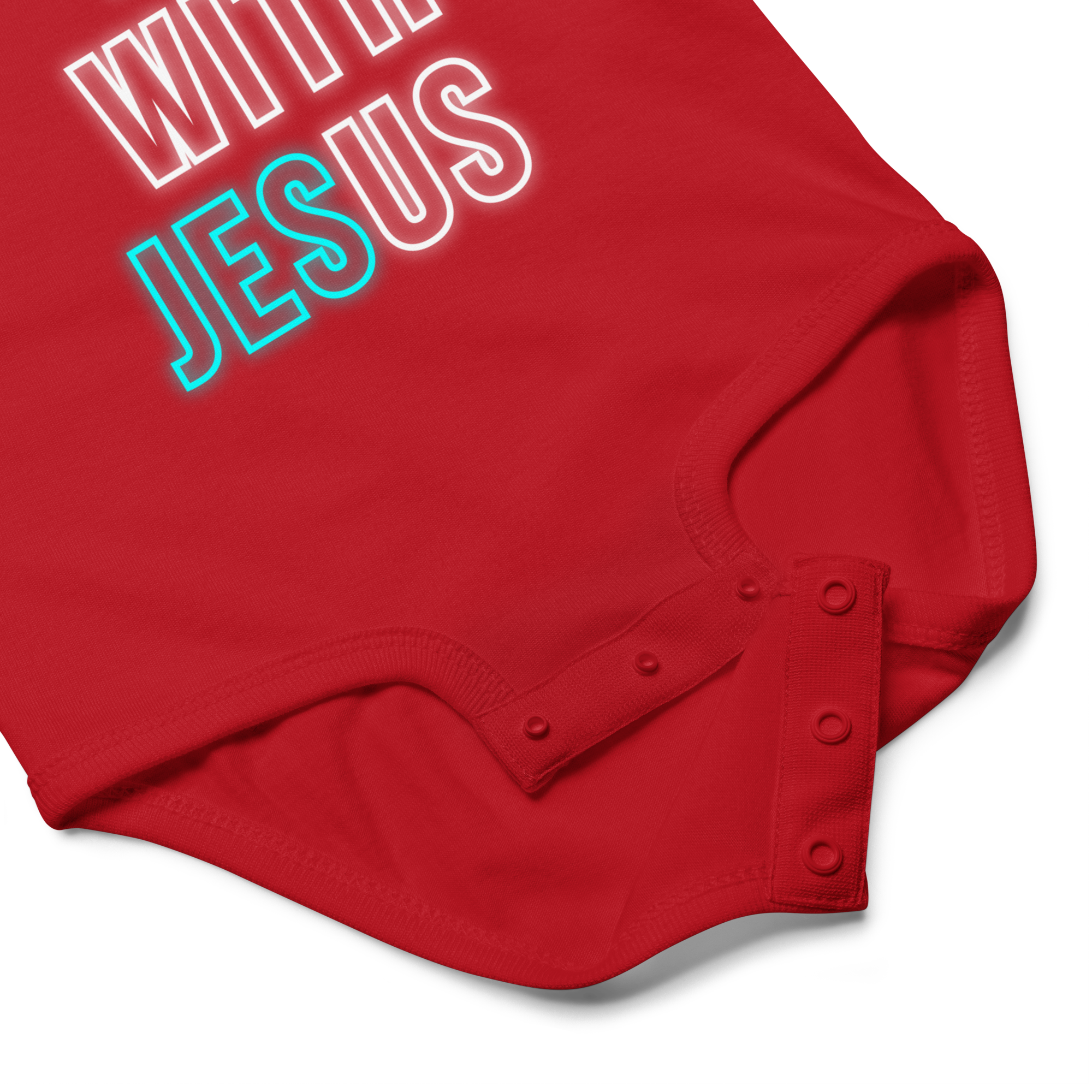 Come Run With Jesus Neon Blue Baby Bodysuit