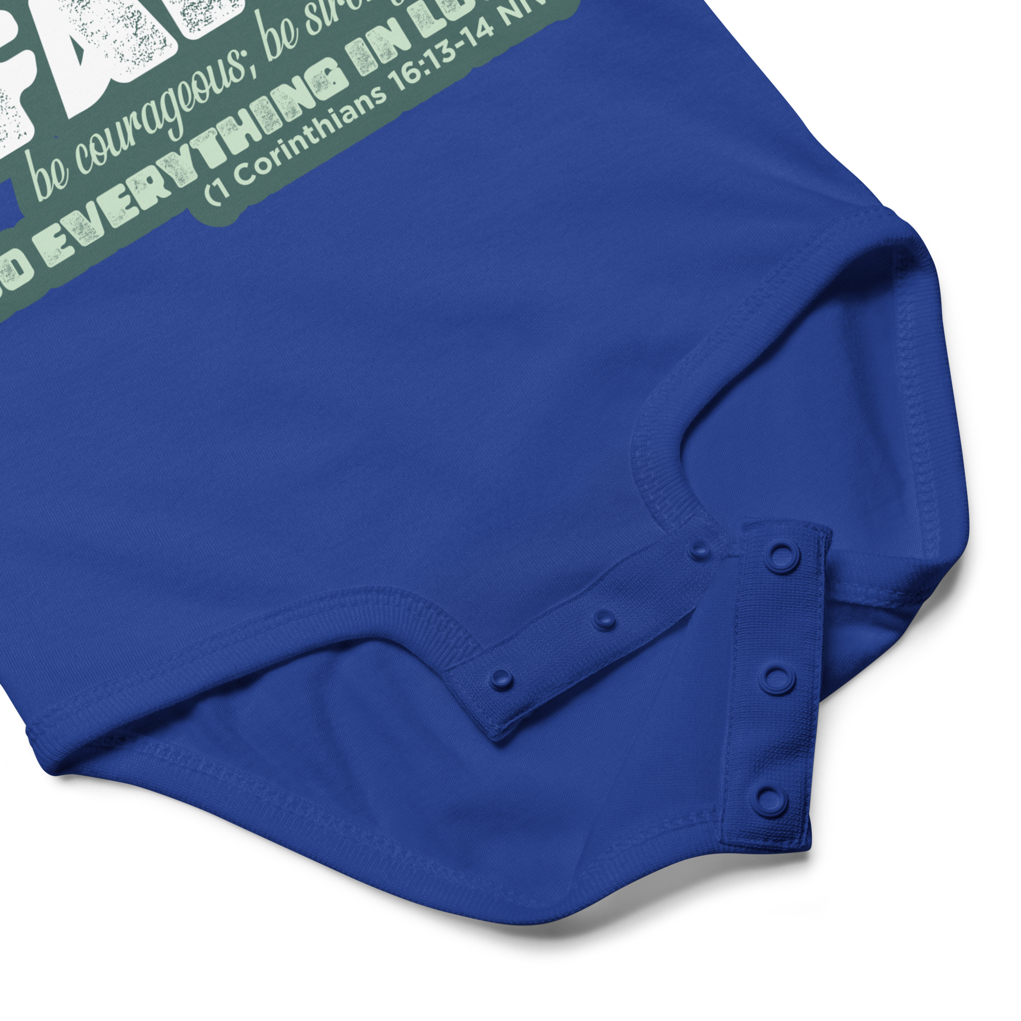 Stand Firm in Faith: 1 Corinthians 16:13-14 Baby Bodysuit