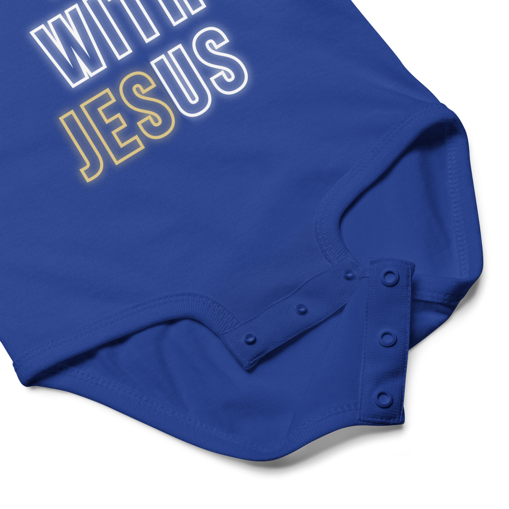 Come Run With Jesus Gold Baby Bodysuit