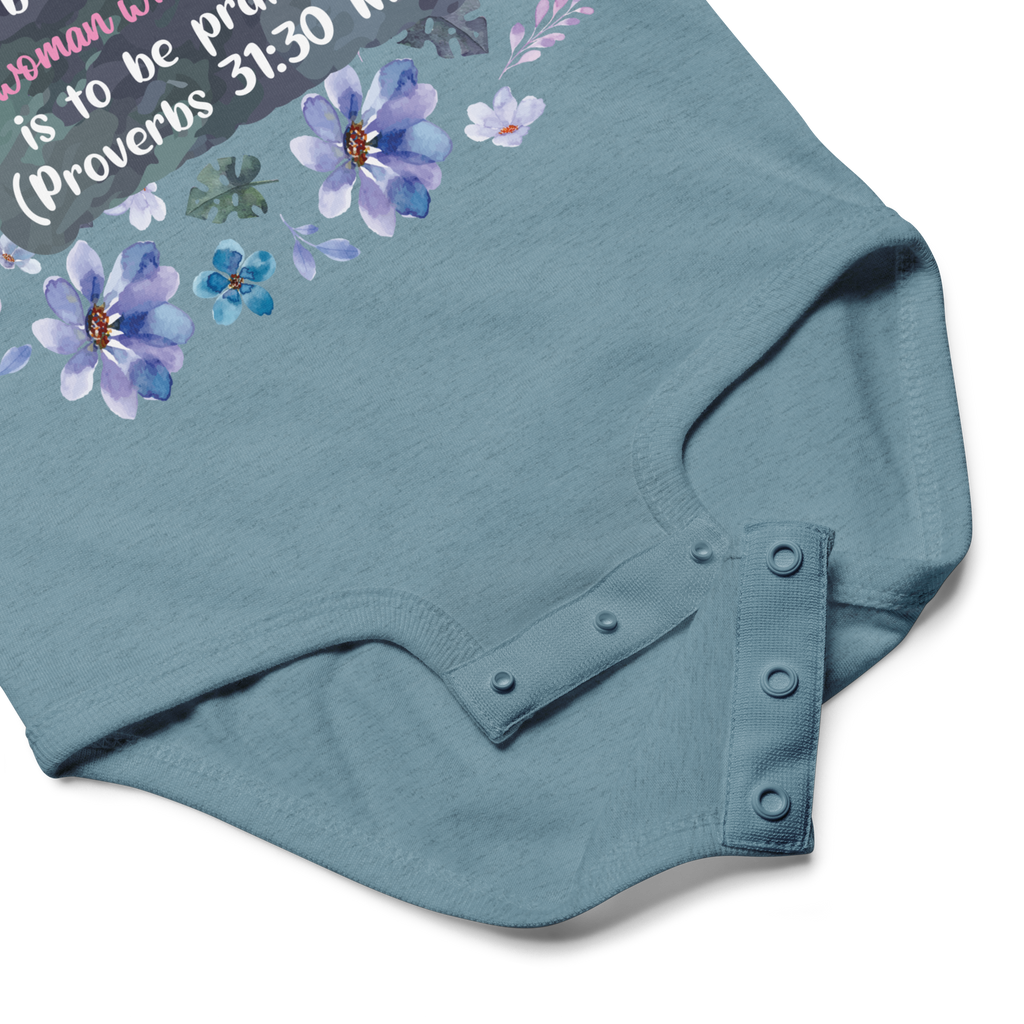 Fearless Woman: Proverbs 31:30 Baby Bodysuit