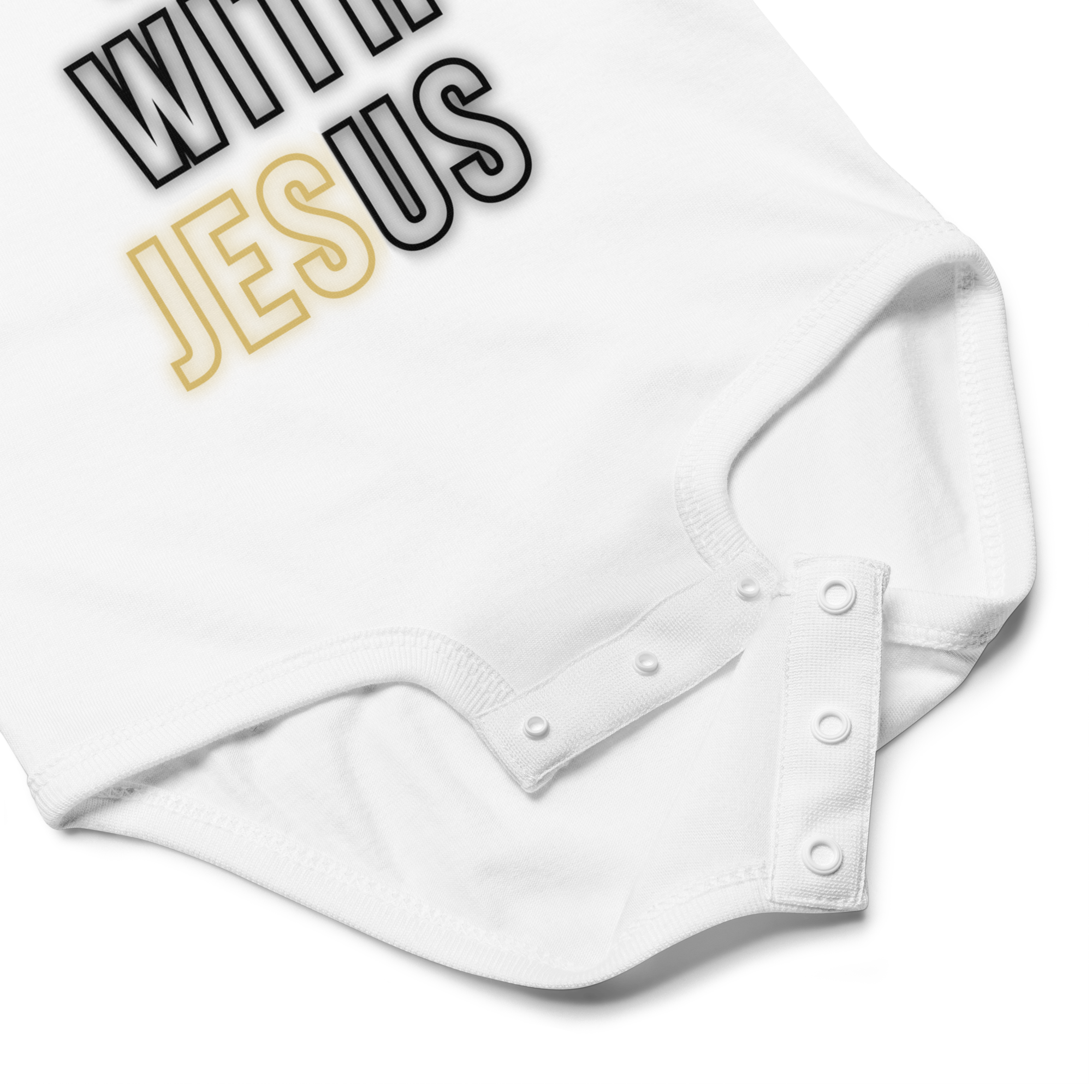 Come Run With Jesus Gold Baby Bodysuit