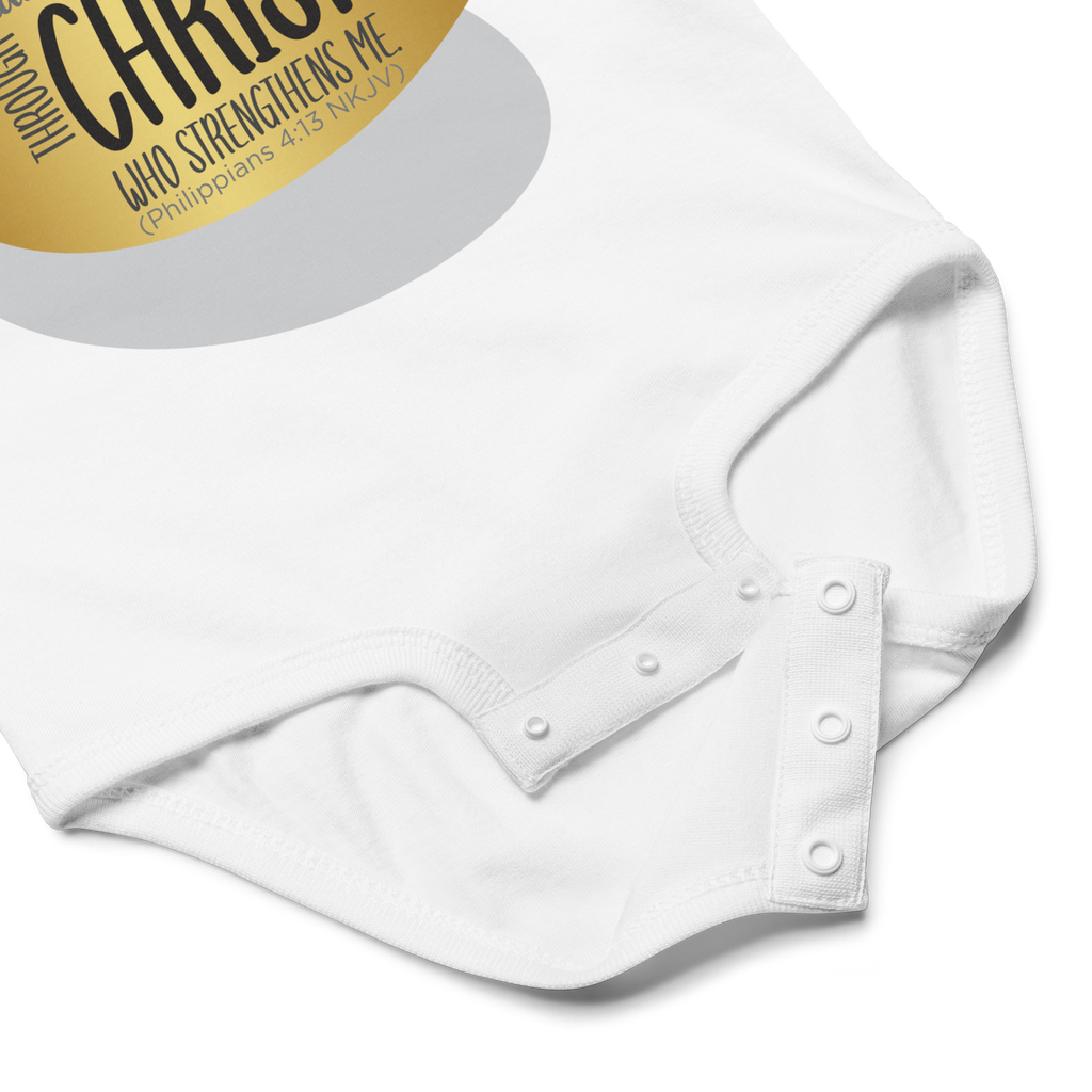 Empowered by Christ: Philippians 4:13 Baby Bodysuit