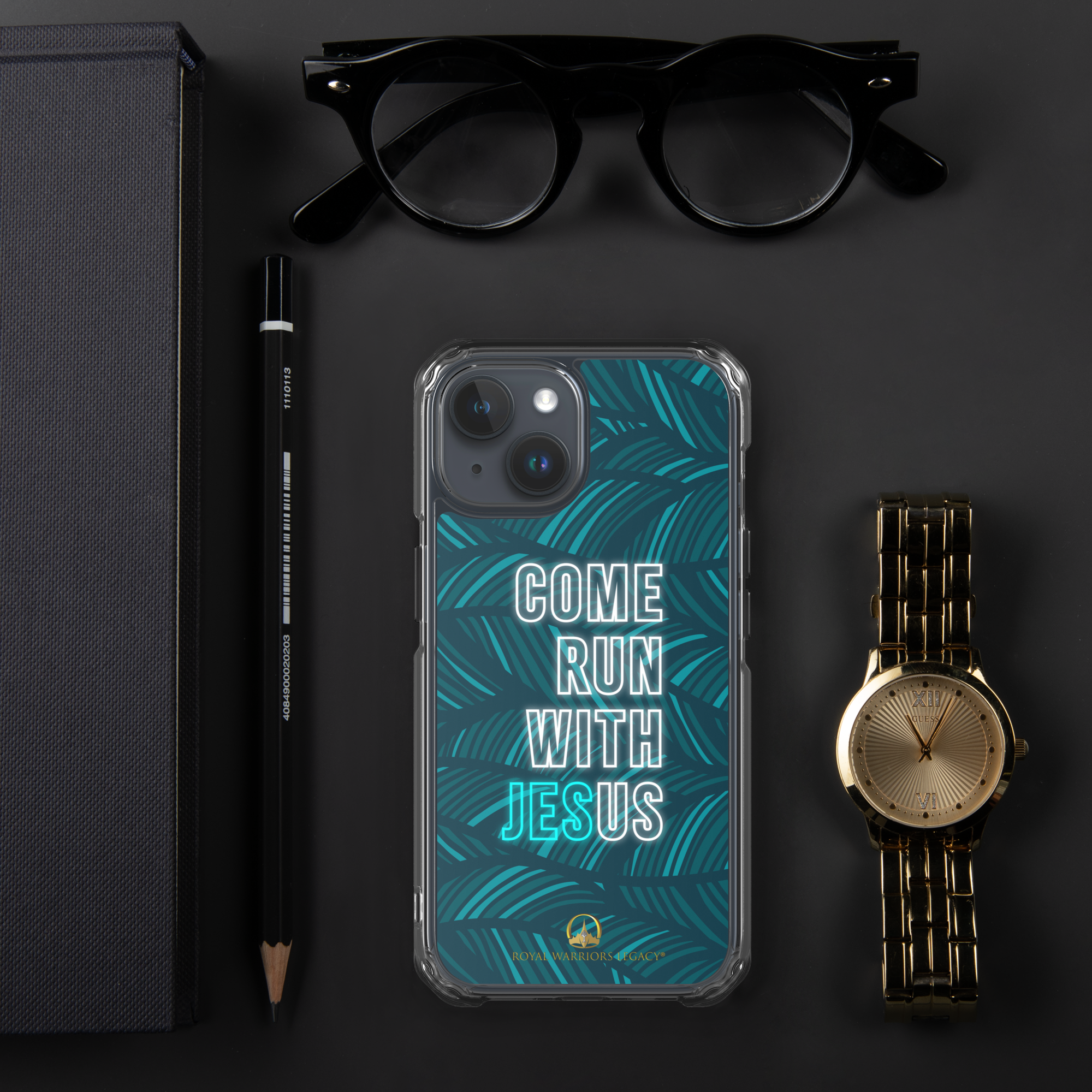 Come Run With Jesus Neon Blue iPhone® Clear Case
