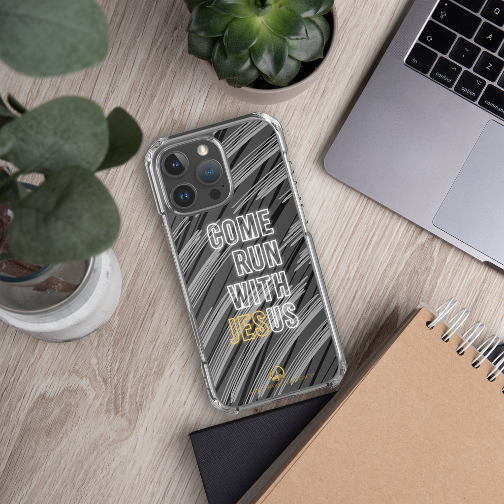 Come Run With Jesus Gold iPhone® Clear Case