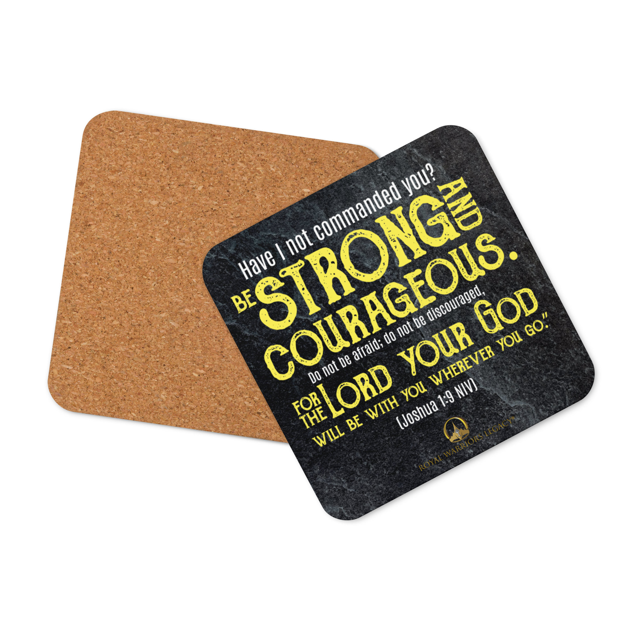 Be Strong & Courageous: Joshua 1:9 Cork-Back Coaster Set (1–6 pcs)