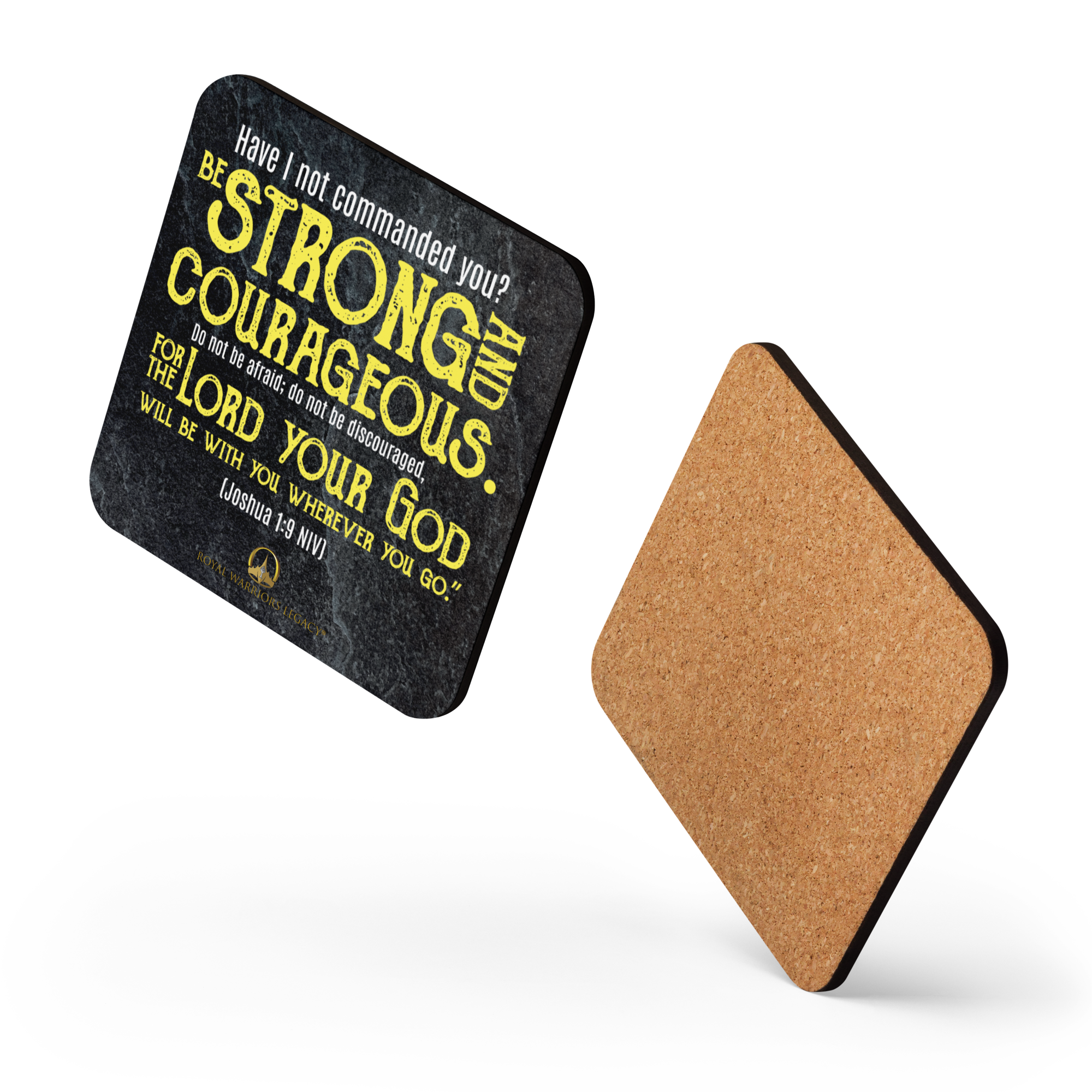 Be Strong & Courageous: Joshua 1:9 Cork-Back Coaster Set (1–6 pcs)