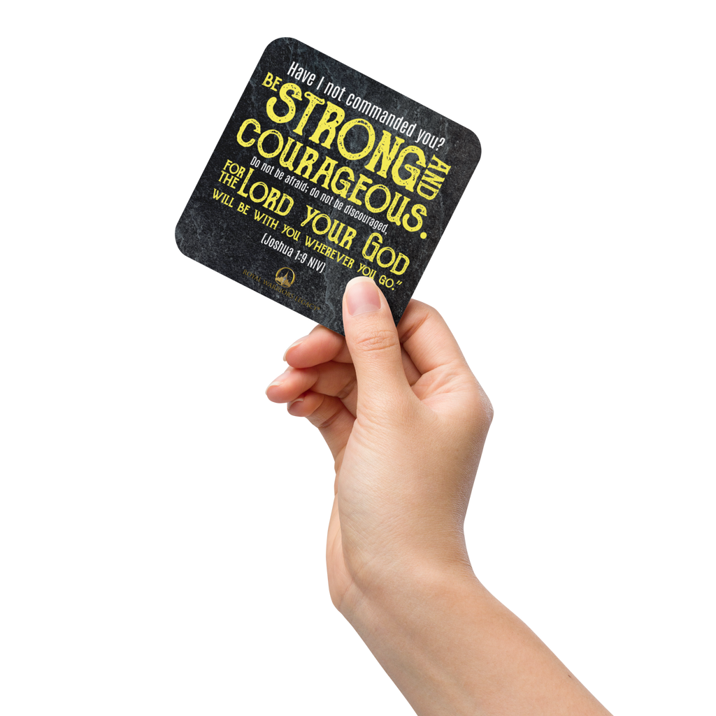 Be Strong & Courageous: Joshua 1:9 Cork-Back Coaster Set (1–6 pcs)
