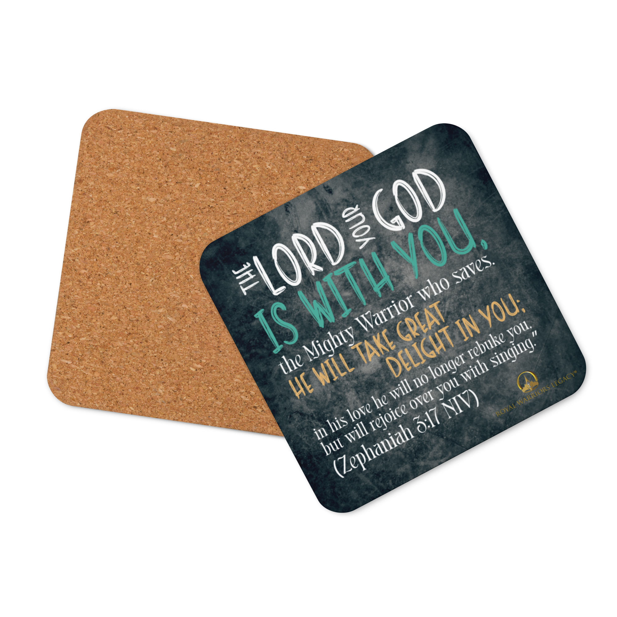 Rejoice in His Love: Zephaniah 3:17 Cork-Back Coaster Set (1–6 pcs)