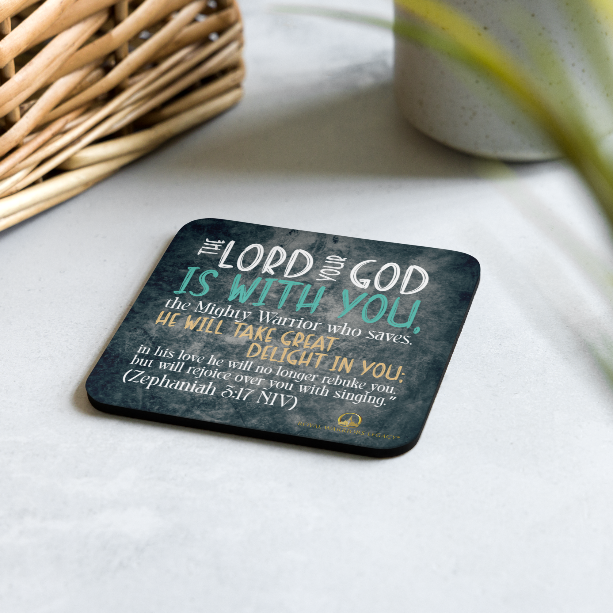 Rejoice in His Love: Zephaniah 3:17 Cork-Back Coaster Set (1–6 pcs)