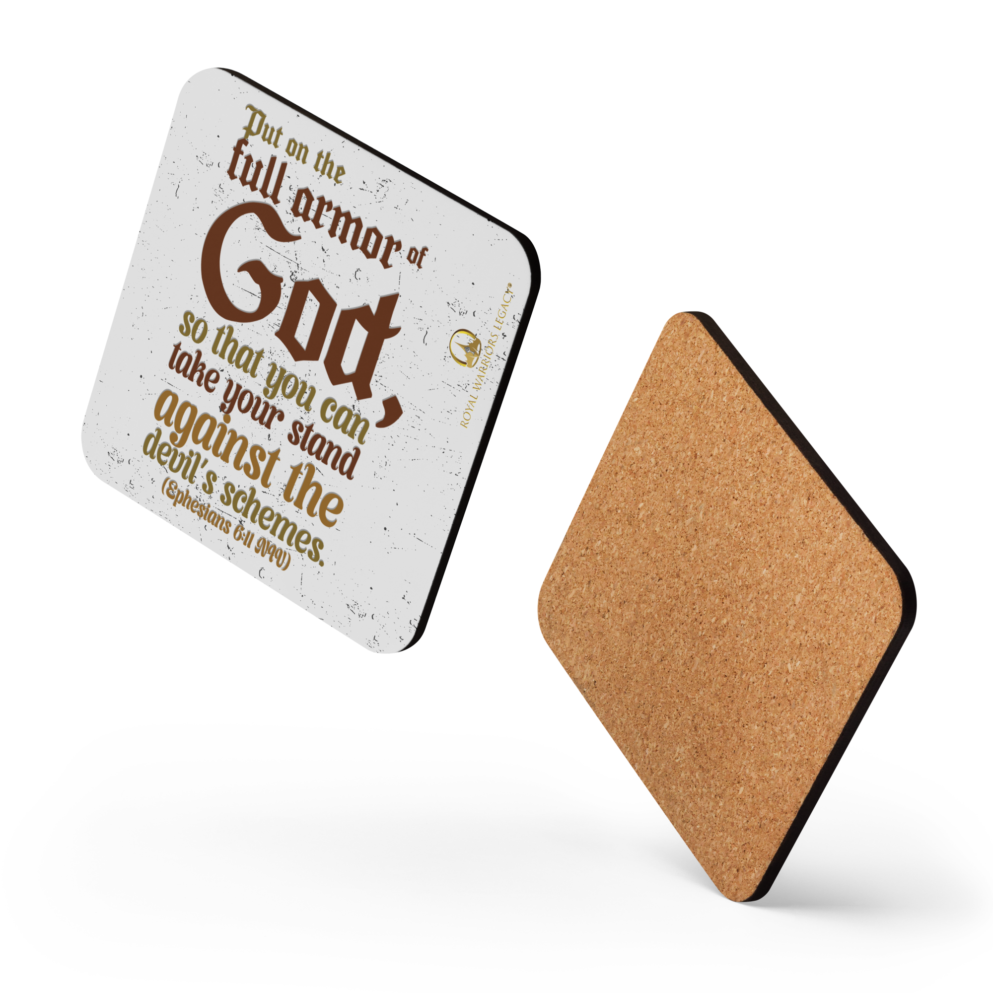 Full Armor Of God: Ephesians 6:11 Cork-Back Coaster Set (1–6 pcs)