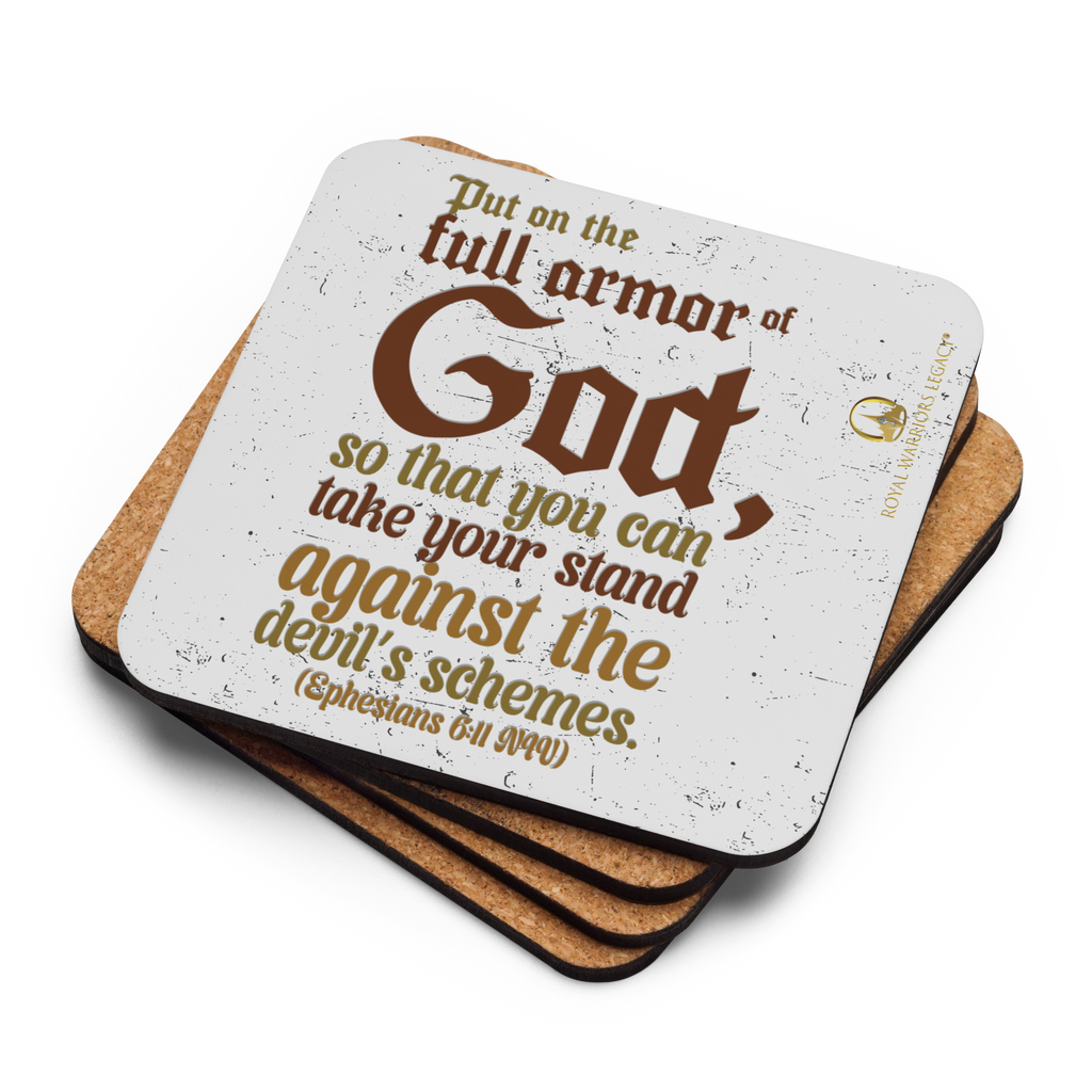 Full Armor Of God: Ephesians 6:11 Cork-Back Coaster Set (1–6 pcs)