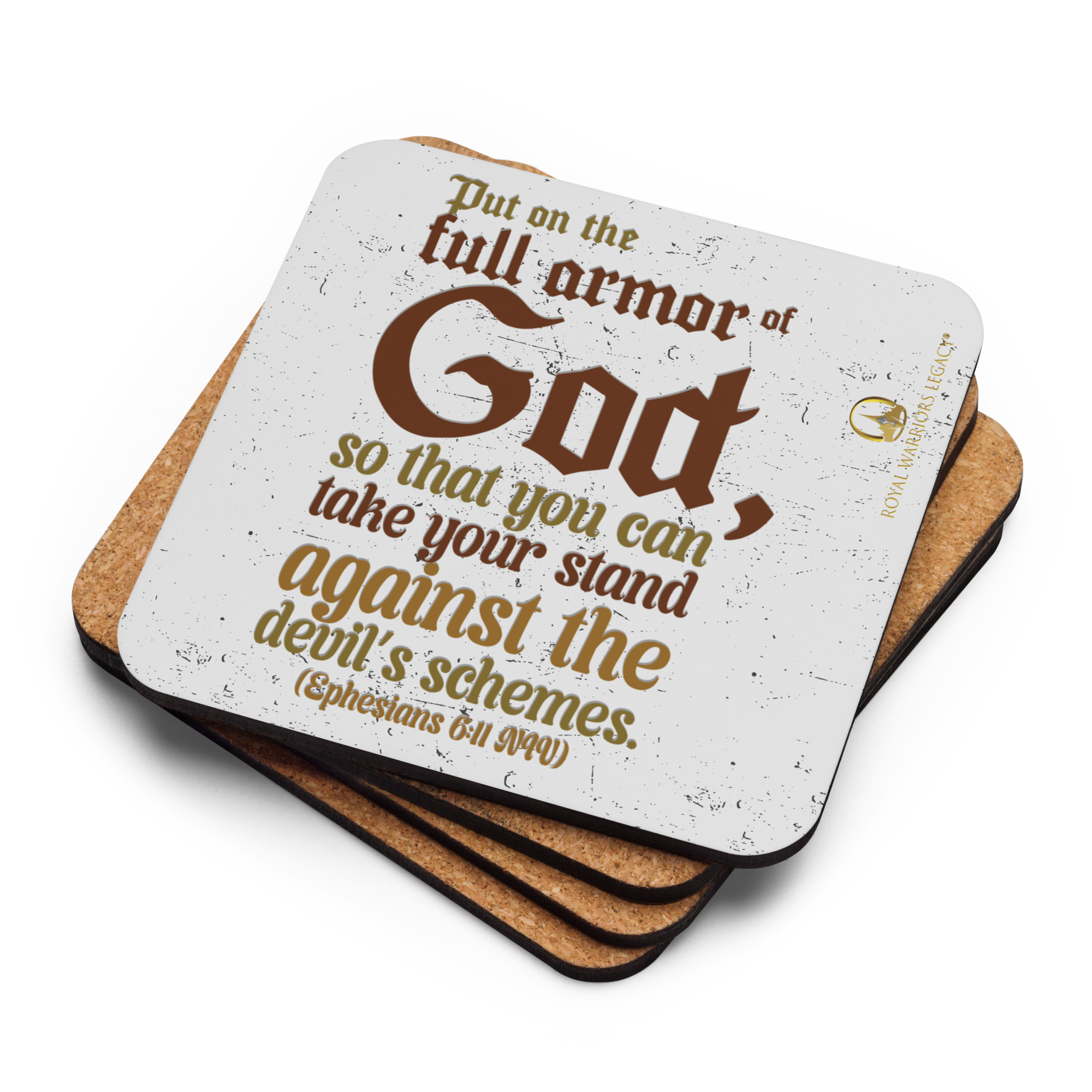 Full Armor Of God: Ephesians 6:11 Cork-Back Coaster Set (1–6 pcs)