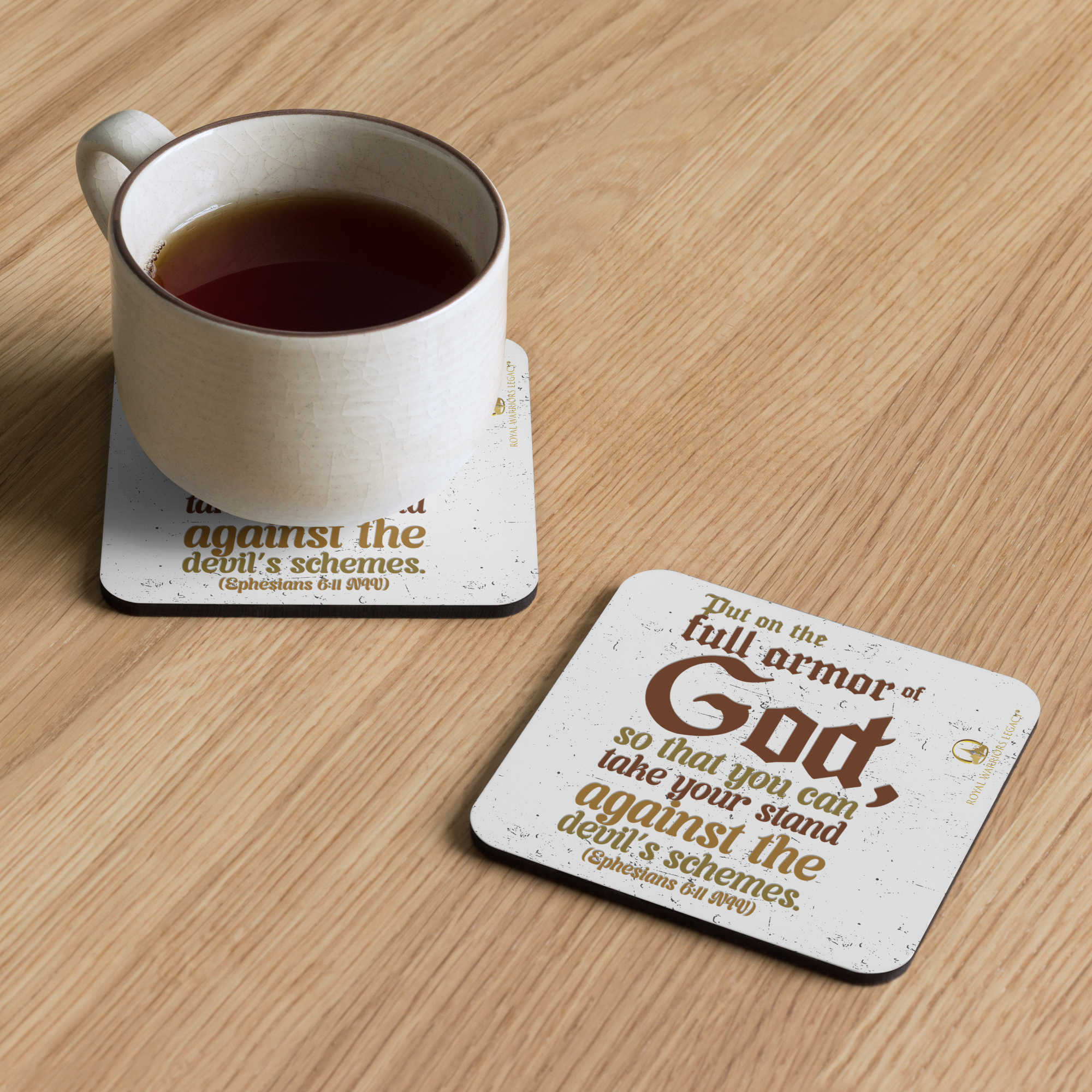 Full Armor Of God: Ephesians 6:11 Cork-Back Coaster Set (1–6 pcs)