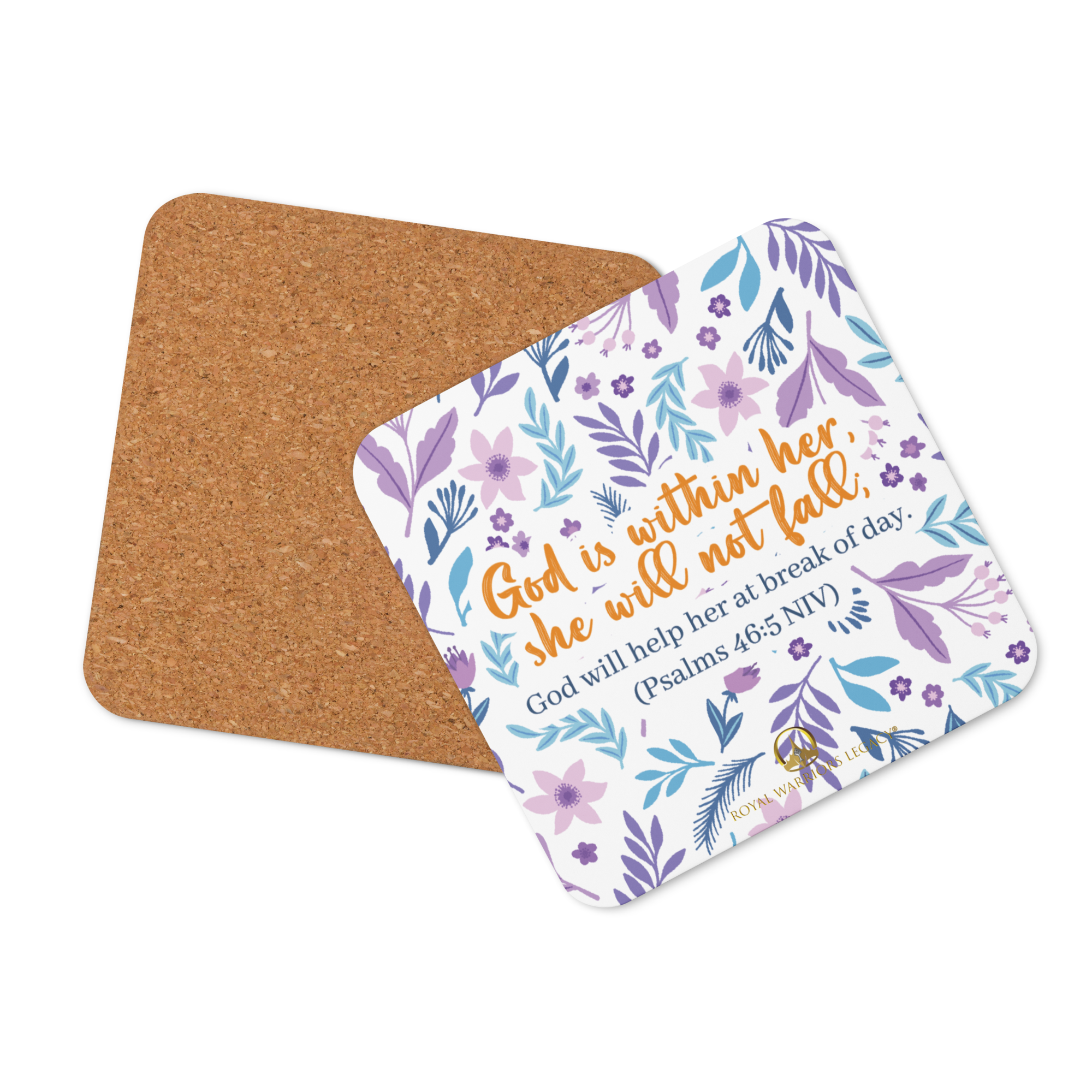 Unshakeable Faith: Psalms 46:5 Cork-Back Coaster Set (1–6 pcs)