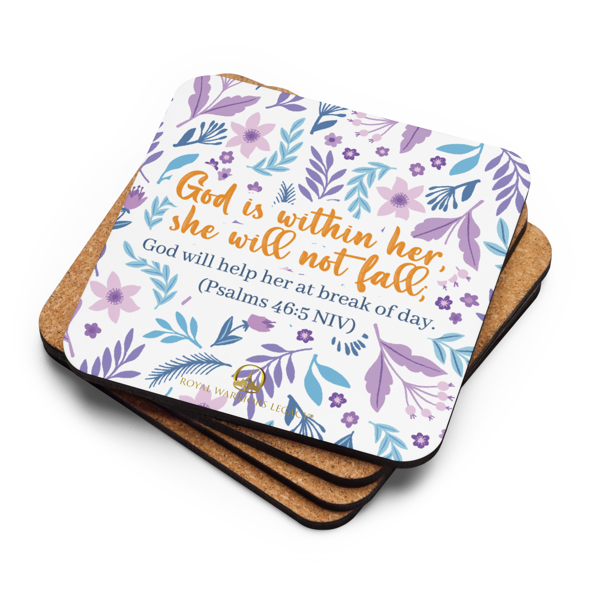 Unshakeable Faith: Psalms 46:5 Cork-Back Coaster Set (1–6 pcs)