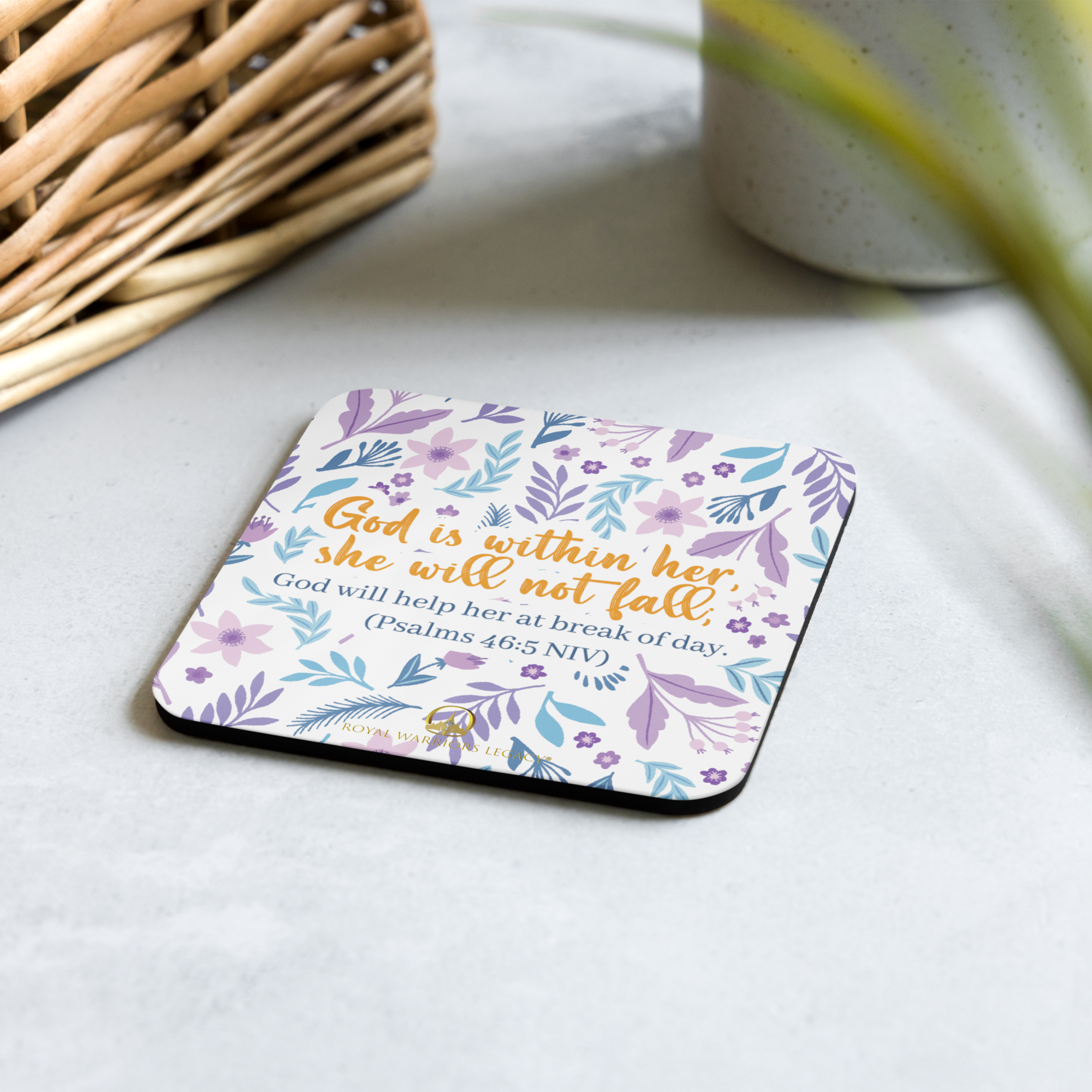 Unshakeable Faith: Psalms 46:5 Cork-Back Coaster Set (1–6 pcs)