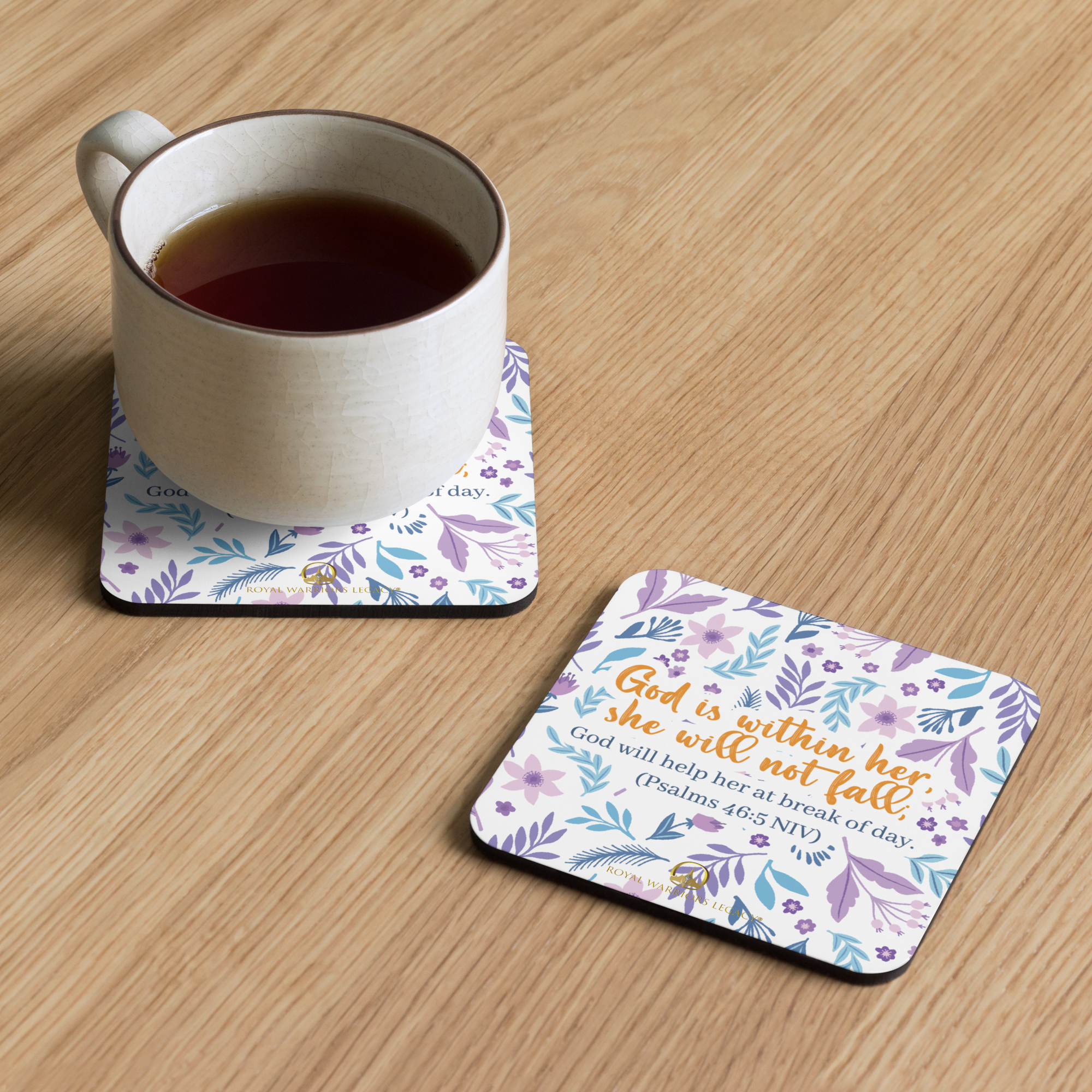 Unshakeable Faith: Psalms 46:5 Cork-Back Coaster Set (1–6 pcs)