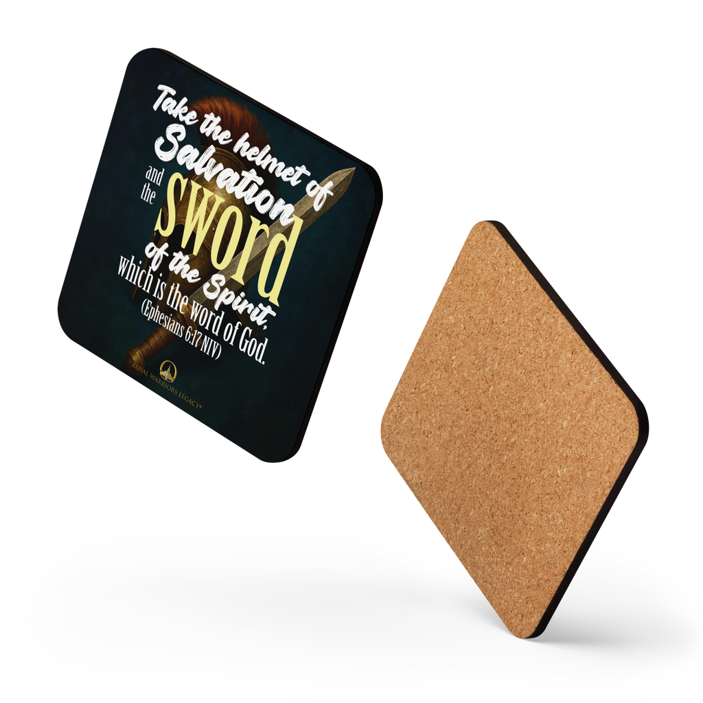 Sword & Salvation: Ephesians 6:17 Cork-Back Coaster Set (1–6 pcs)