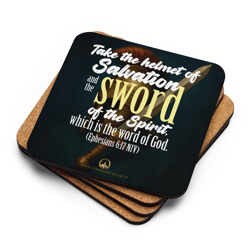 Sword & Salvation: Ephesians 6:17 Cork-Back Coaster Set (1–6 pcs)