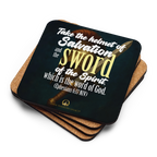 Sword & Salvation: Ephesians 6:17 Cork-Back Coaster Set (1–6 pcs)