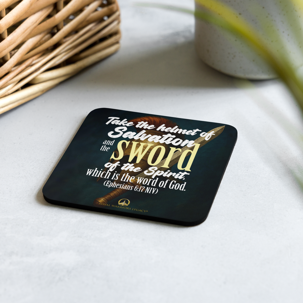 Sword & Salvation: Ephesians 6:17 Cork-Back Coaster Set (1–6 pcs)