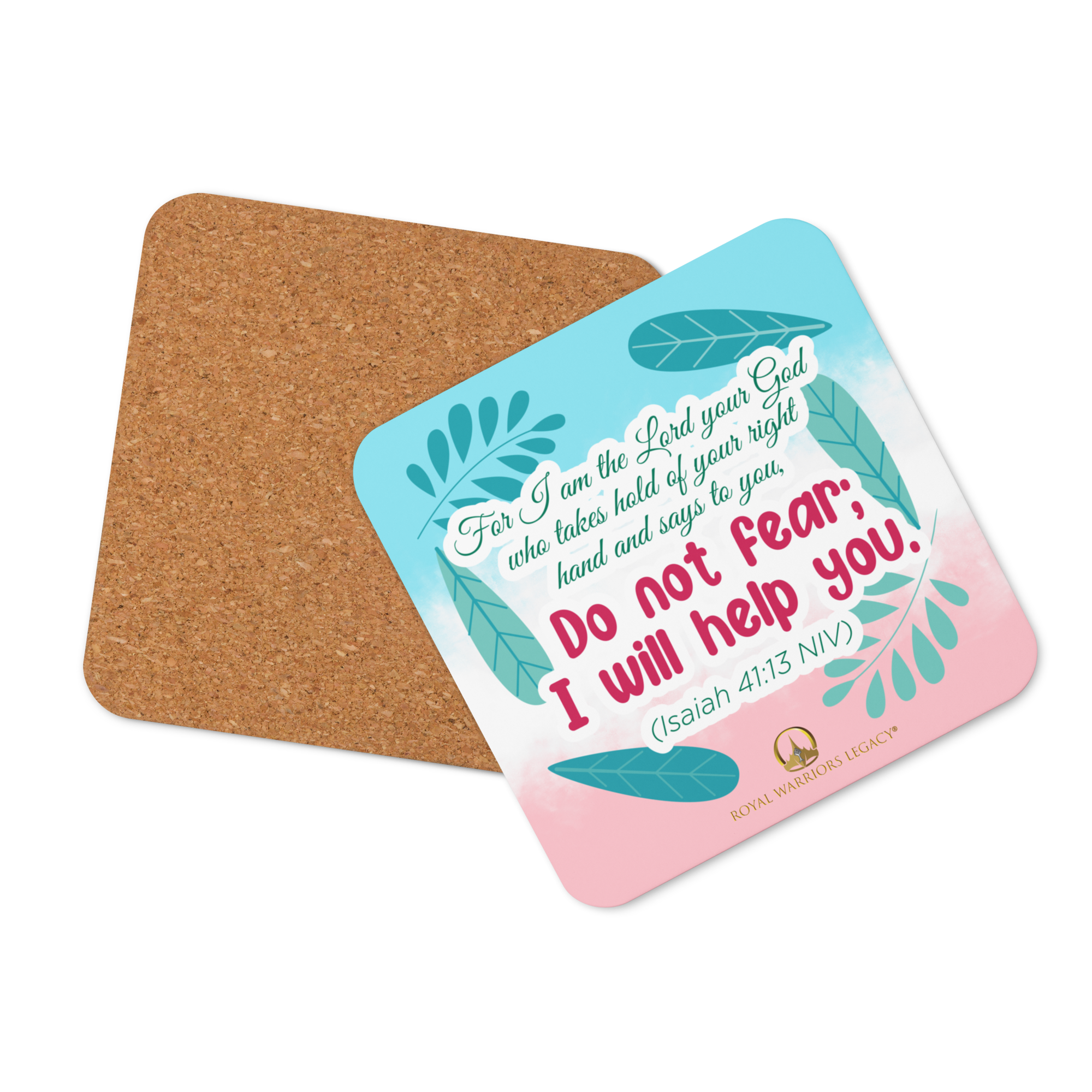 Fear Not: Isaiah 41:13 Cork-Back Coaster Set (1–6 pcs)