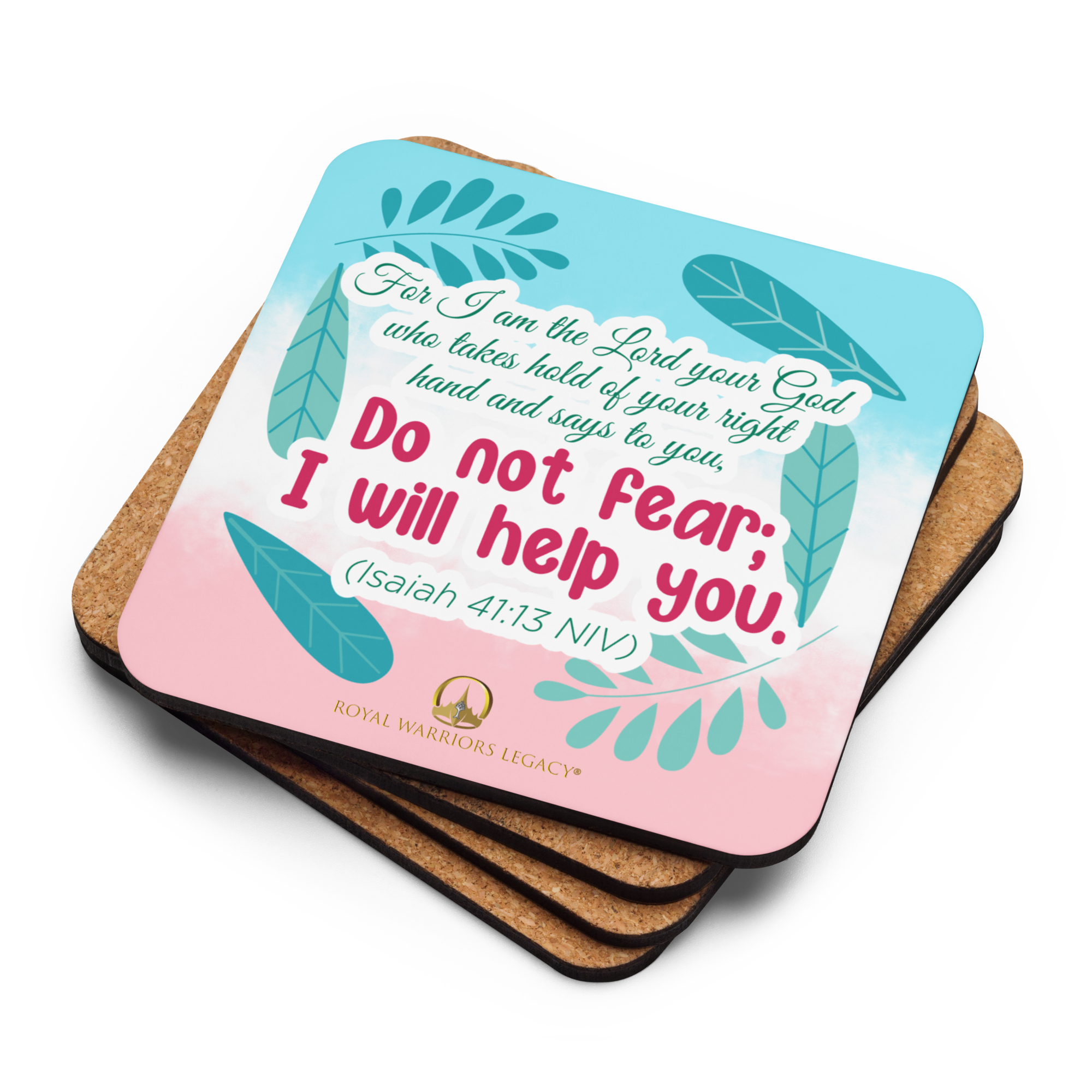 Fear Not: Isaiah 41:13 Cork-Back Coaster Set (1–6 pcs)