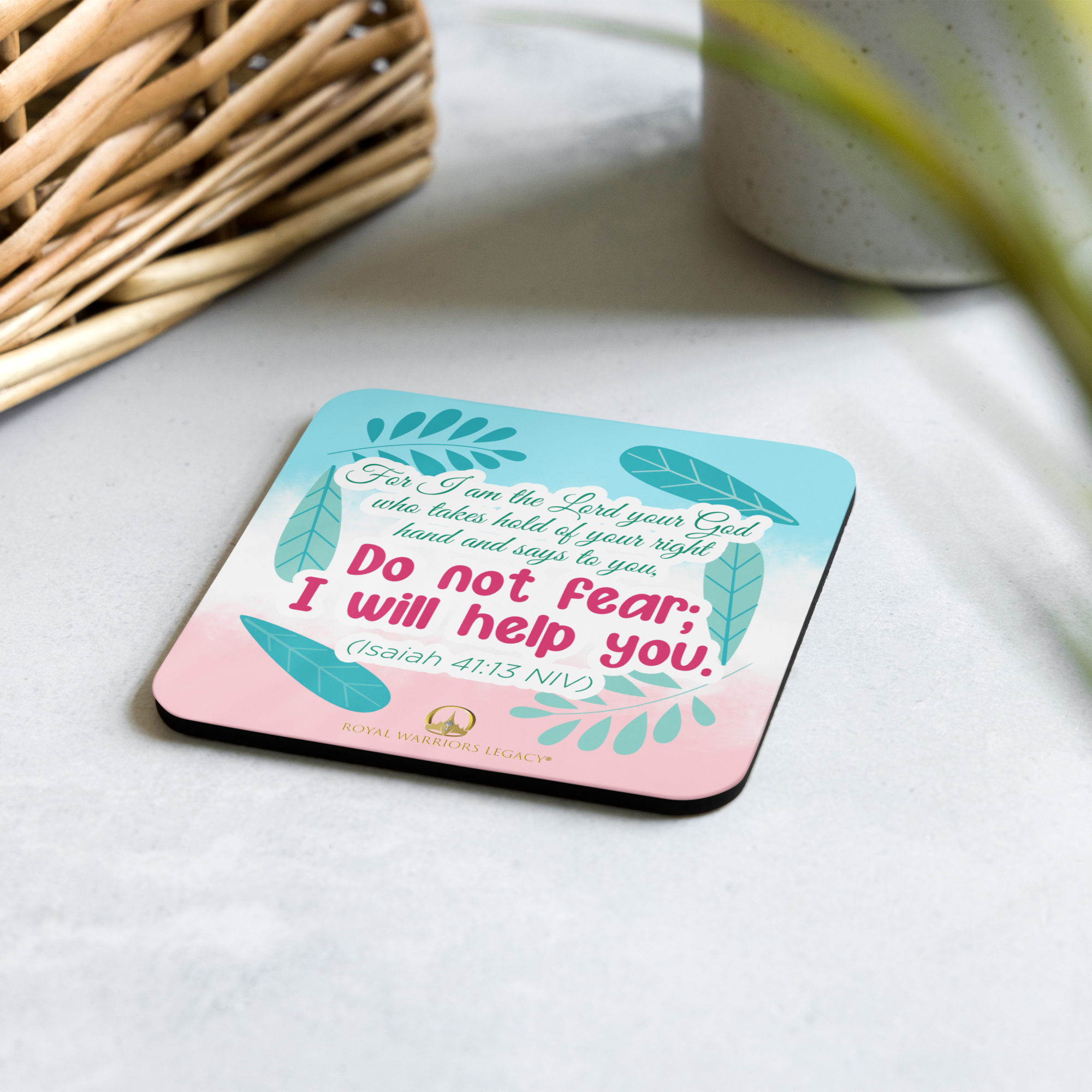 Fear Not: Isaiah 41:13 Cork-Back Coaster Set (1–6 pcs)