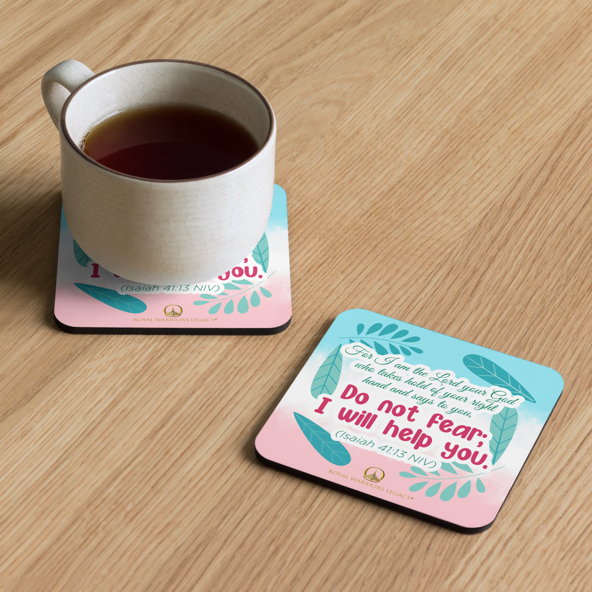 Fear Not: Isaiah 41:13 Cork-Back Coaster Set (1–6 pcs)