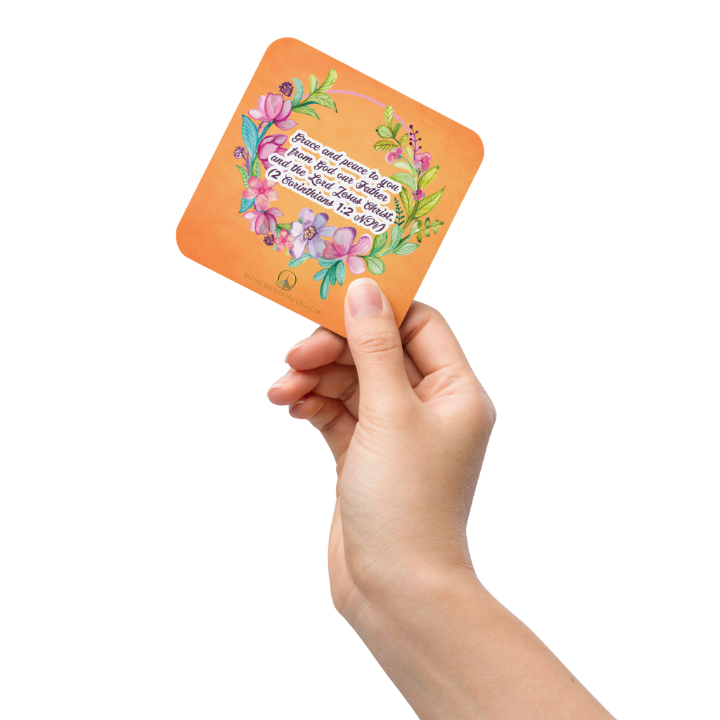 Grace & Peace Blooms: 2 Corinthians 1:2 Cork-Back Coaster Set (1–6 pcs)