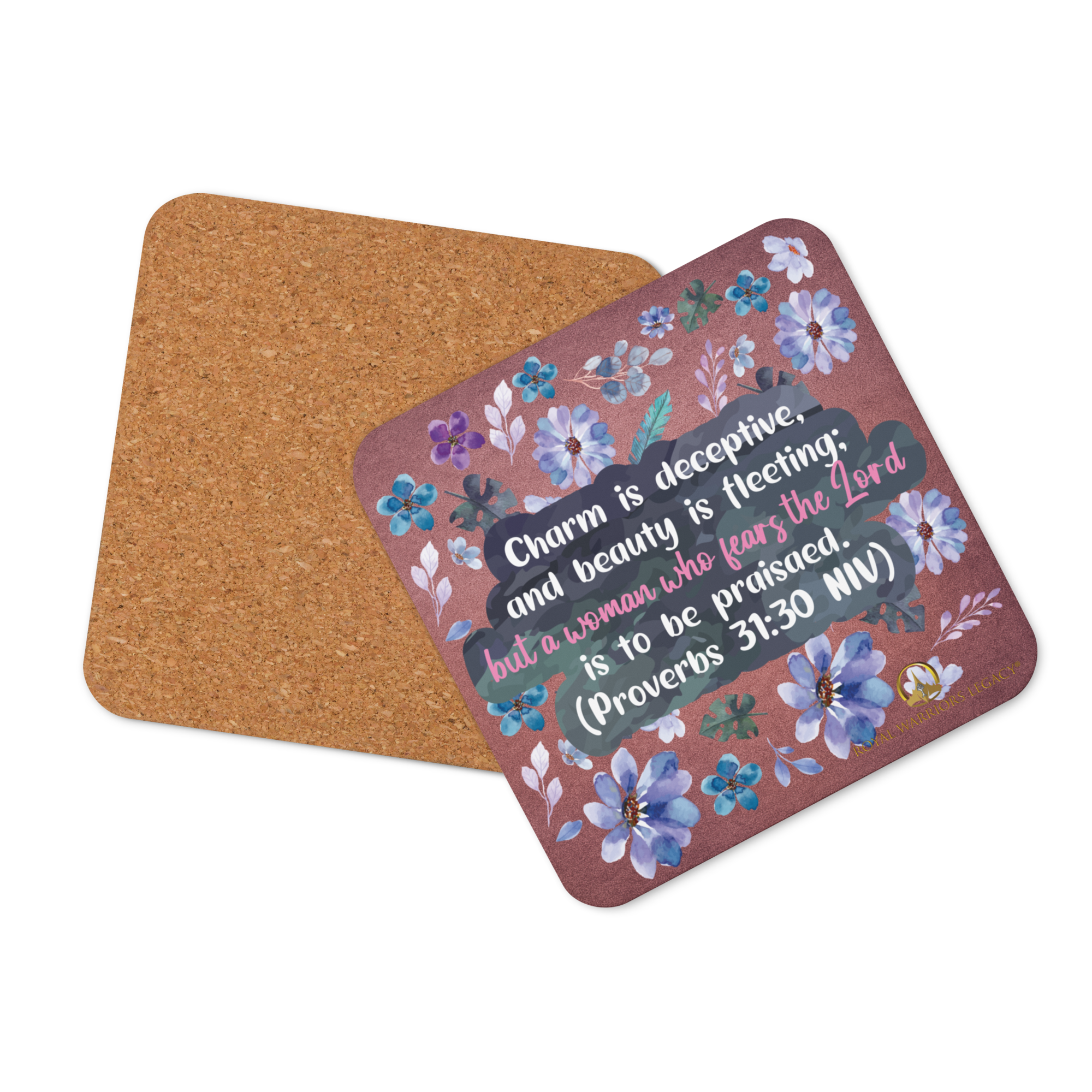 Fearless Woman: Proverbs 31:30 Cork-Back Coaster Set (1–6 pcs)