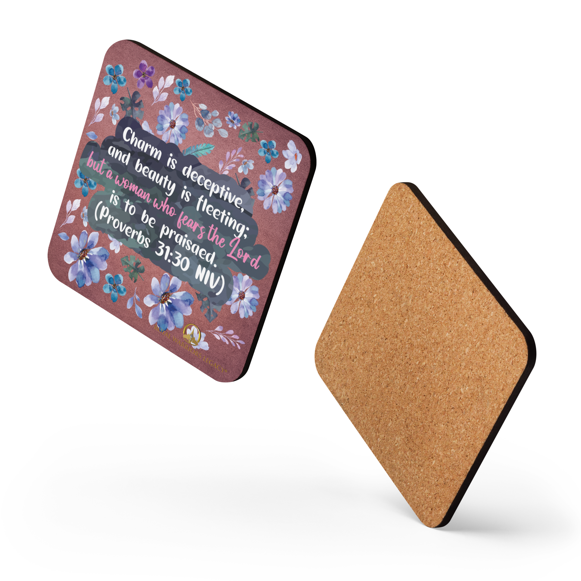 Fearless Woman: Proverbs 31:30 Cork-Back Coaster Set (1–6 pcs)