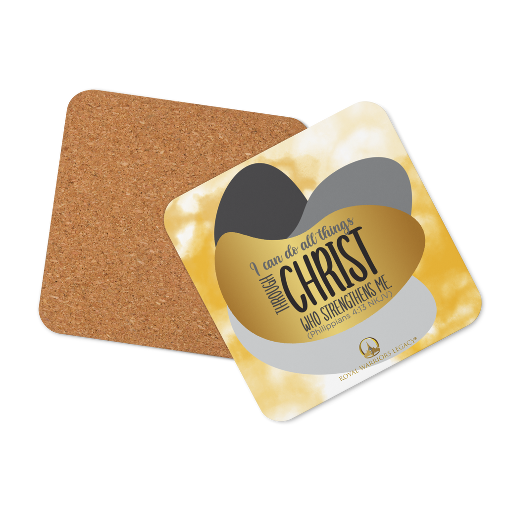 Empowered by Christ: Philippians 4:13 Cork-Back Coaster Set (1–6 pcs)